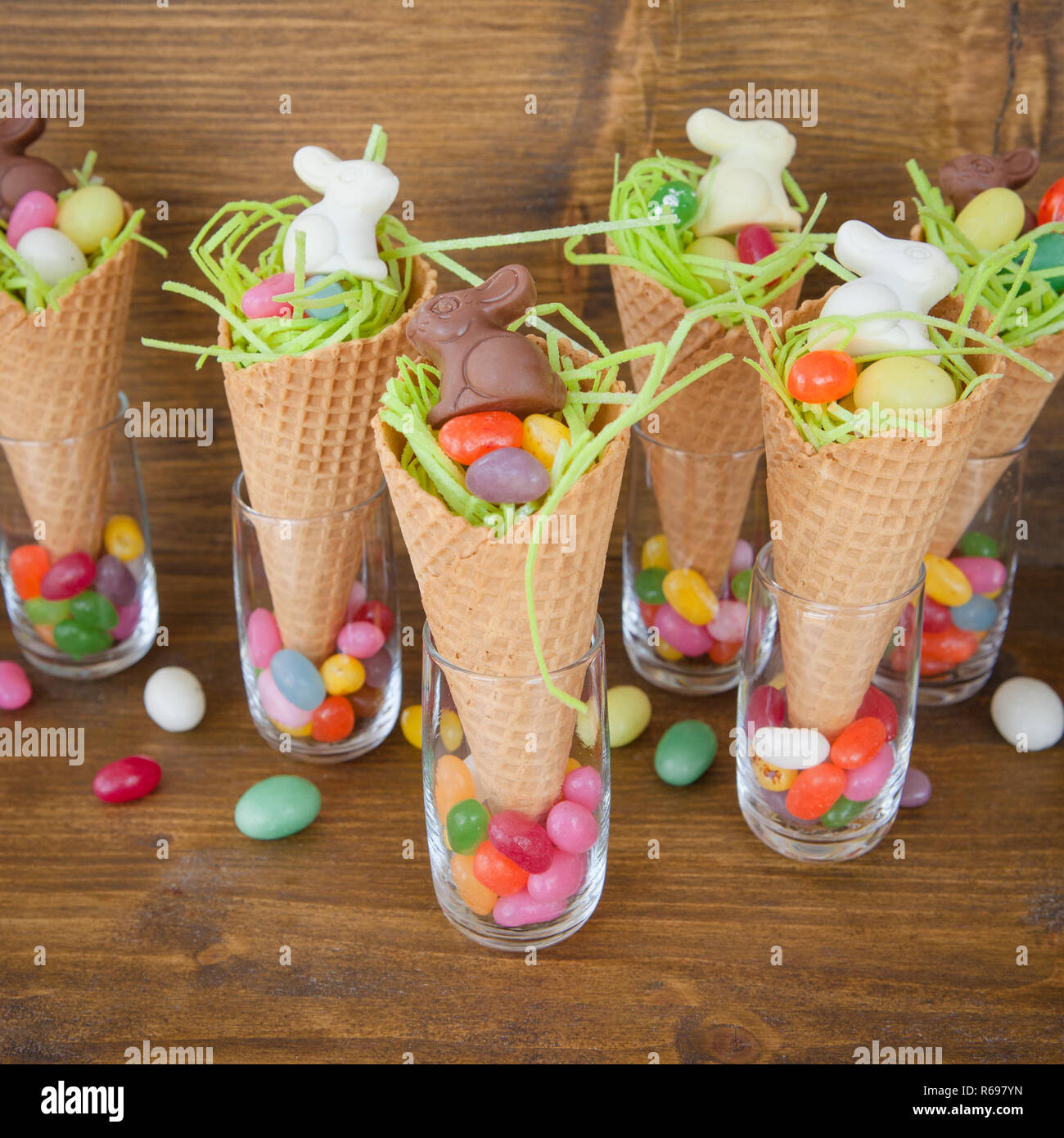 Easter Nest In Waffle Cone Stock Photo