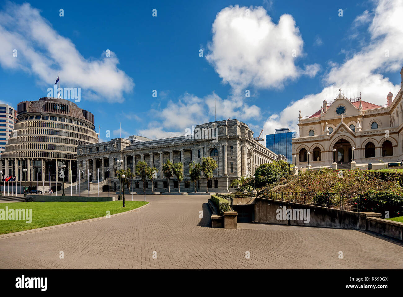 Executive Wing of the New Zealand Parliament Buildings located at the corner of Molesworth Street and Lambton Quay Wellington Stock Photo