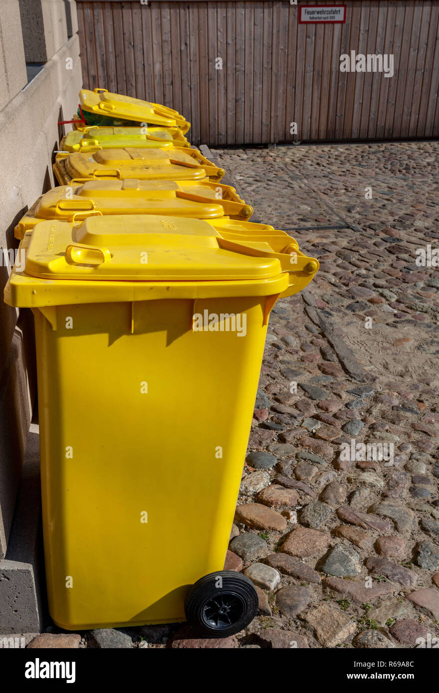 Yellow Bin For Hazardous Waste Stock Photo Alamy