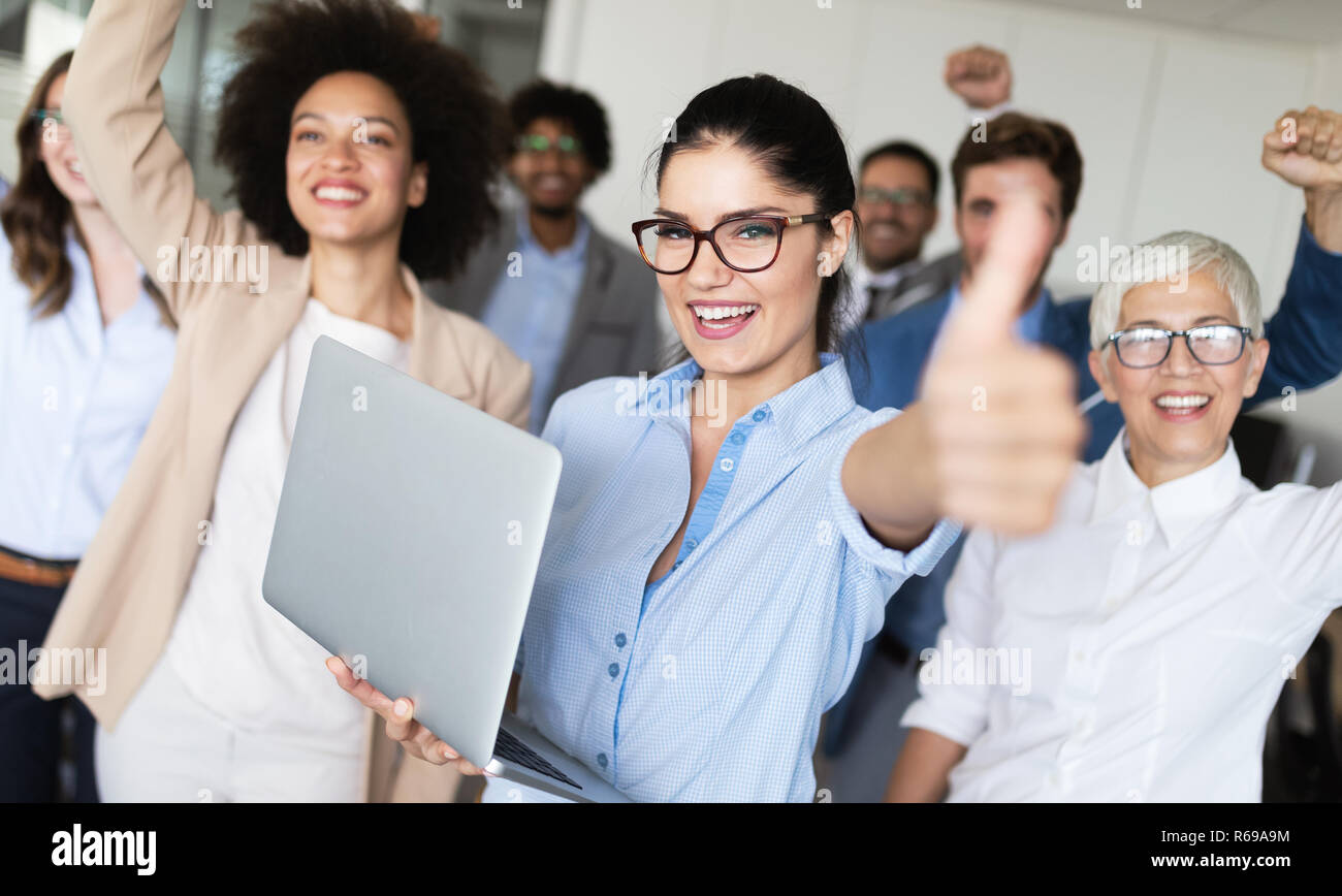 Group of successful business people in office Stock Photo