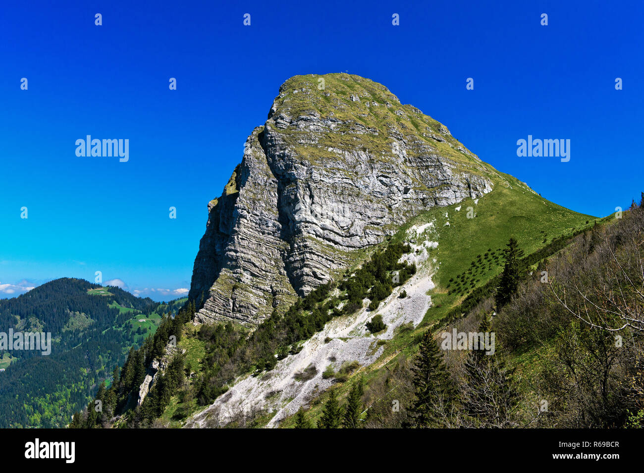 Peak Dent De Jaman Above Montreux, Alps Bernoise, Vaud, Switzerland Stock Photo