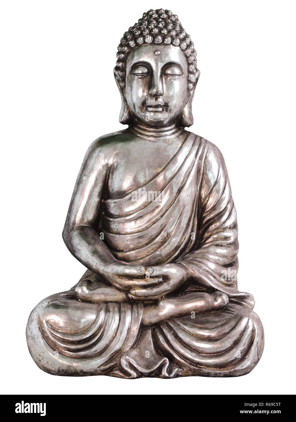 Statue Of Buddah Isolated On White Background Stock Photo