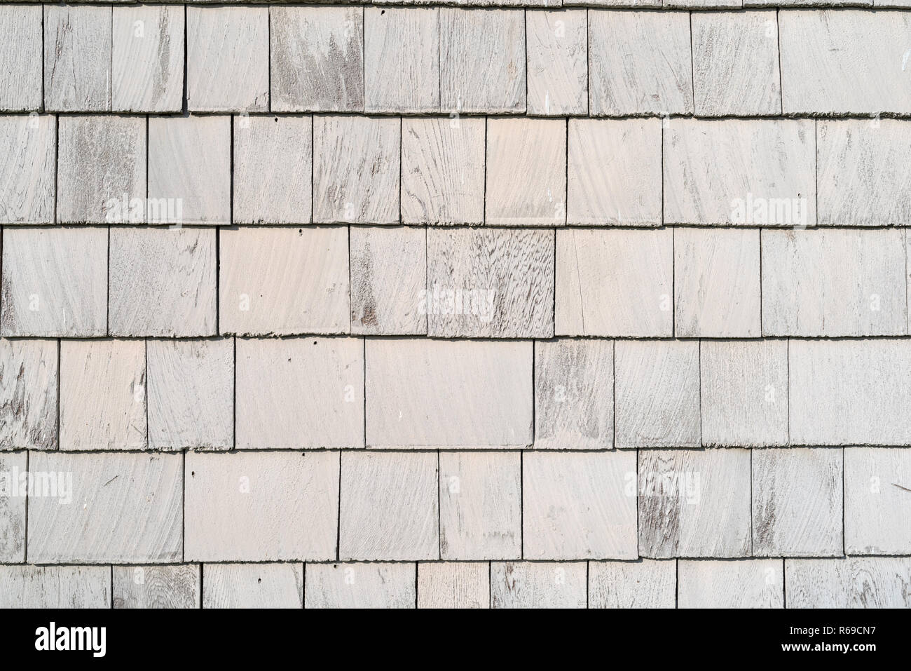 Rows Of Cedar Shingles Painted With Beige Paint Stock Photo Alamy