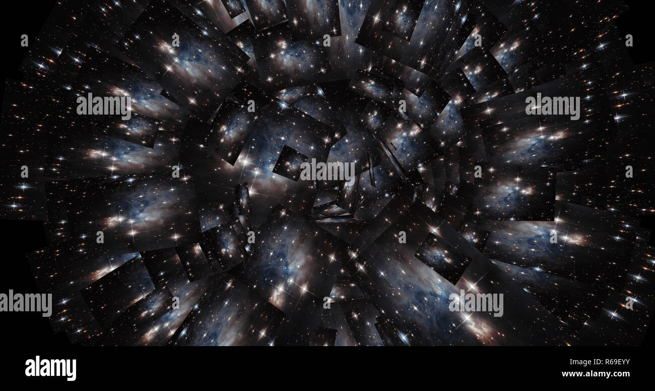 Digital Collage Of A Kaleidoscopic Space Scene, Elements Of This Image By Nasa Stock Photo