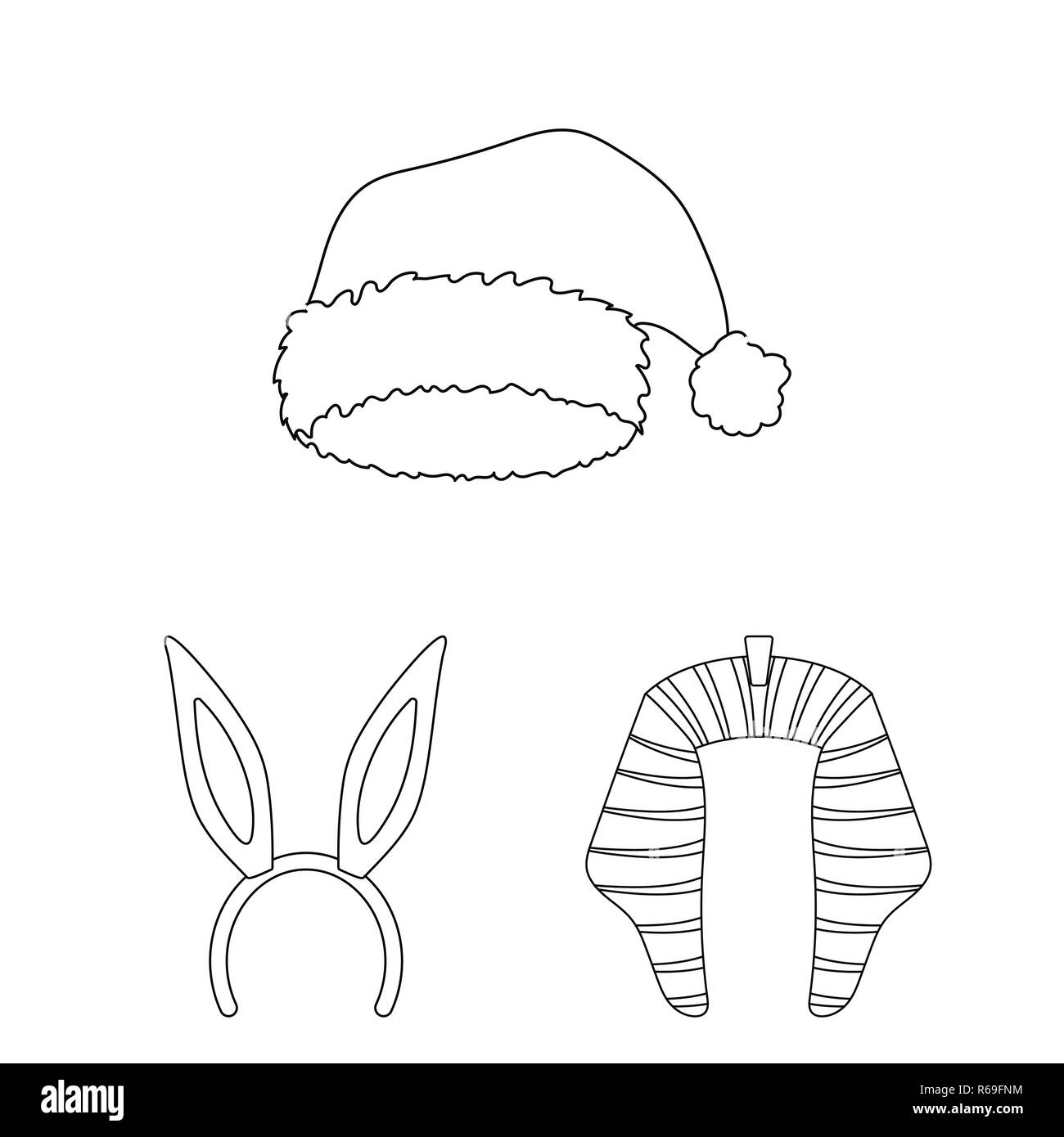 Different kinds of hats outline icons in set collection for design ...