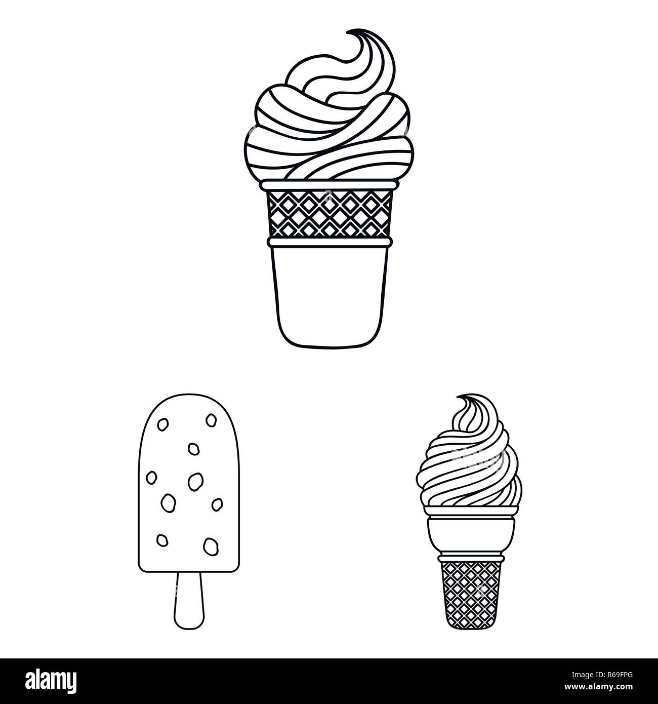 Different ice cream outline icons in set collection for design. Dessert ...