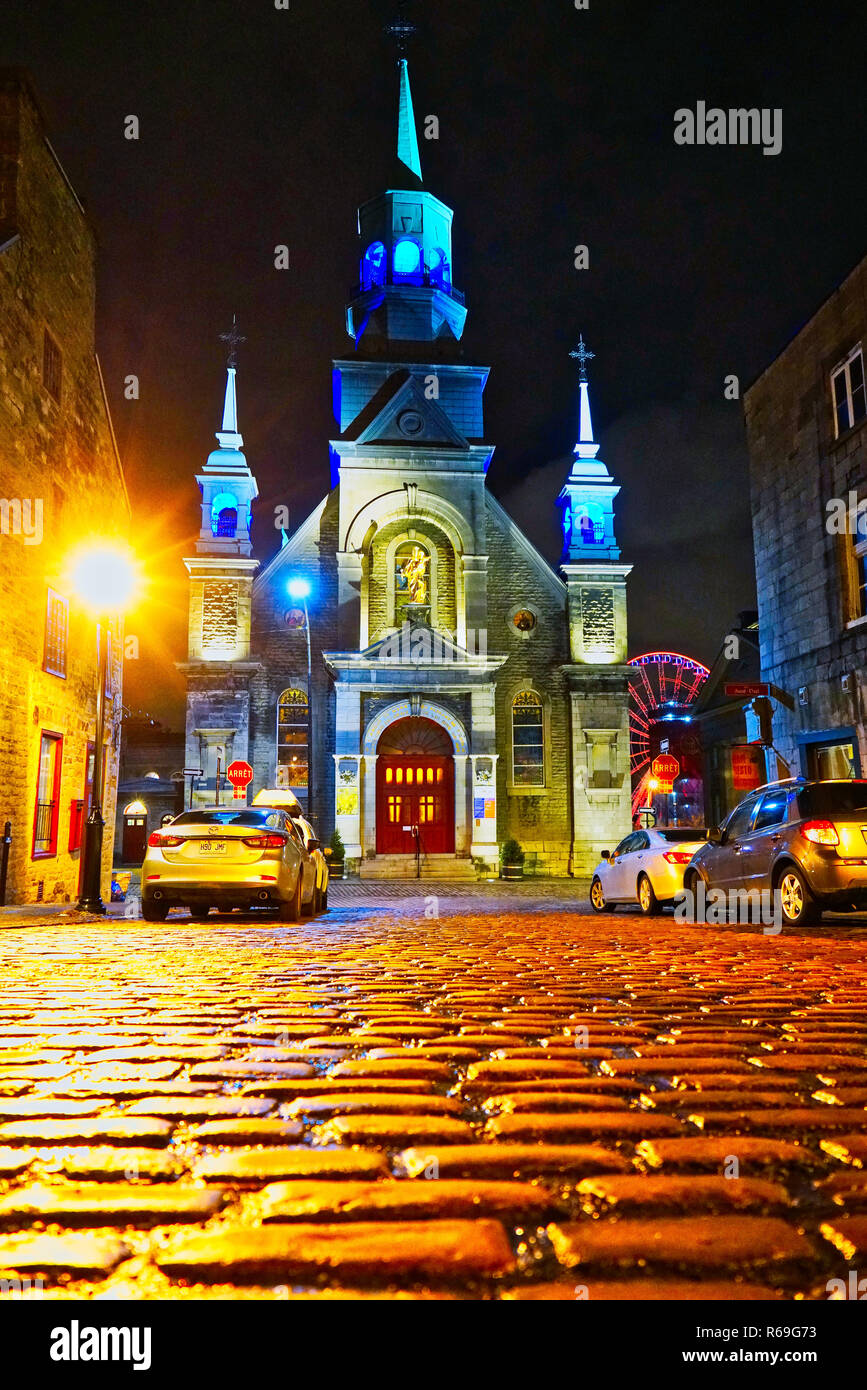Montreal,Canada,3 December,2018.Notre-Dame-de Bon-Secours chapel at night.Credit:Mario Beauregard/Alamy Live News Stock Photo