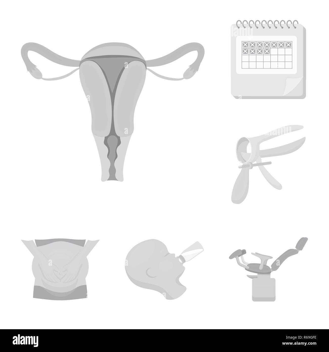 Woman And Pregnancy Monochrome Icons In Set Collection For