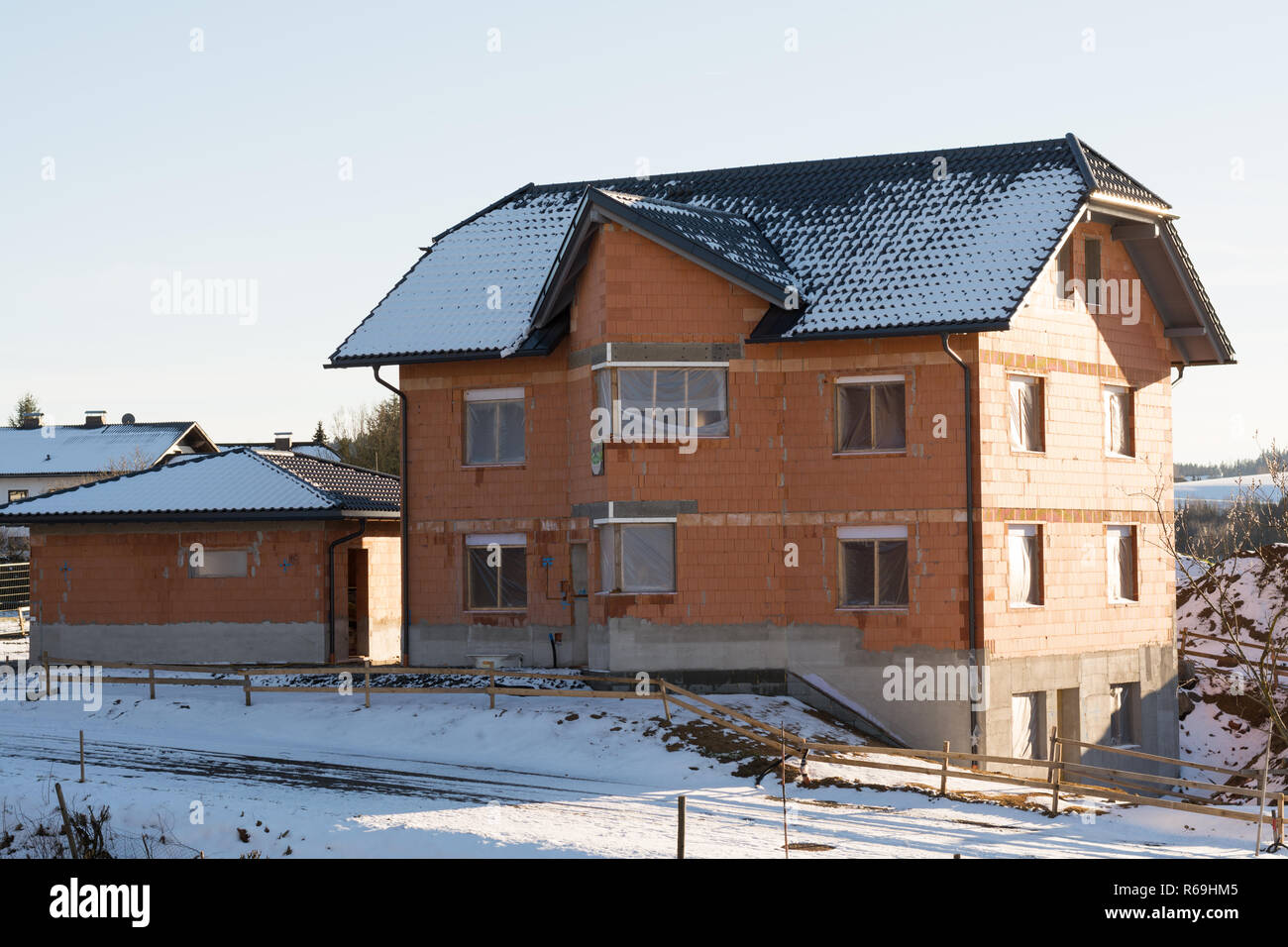 House As A Shell In Winter Stock Photo