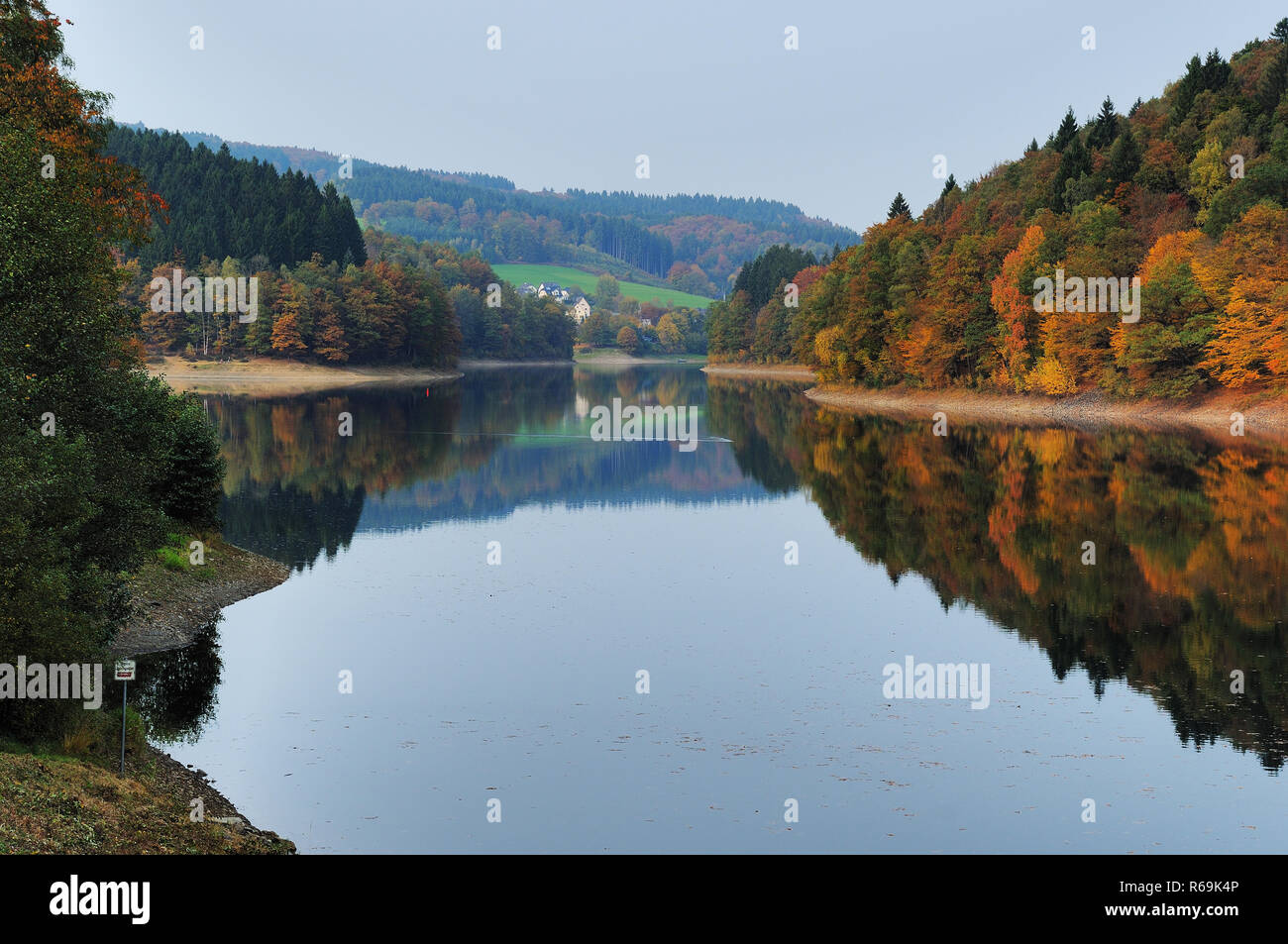 Fall At The Aggertalsperre Genkeltal Stock Photo