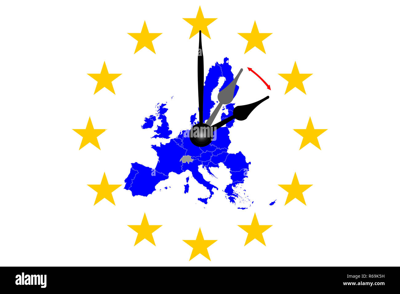 Europe Clock Change Map Of The European Union With Dial Stock Photo Alamy