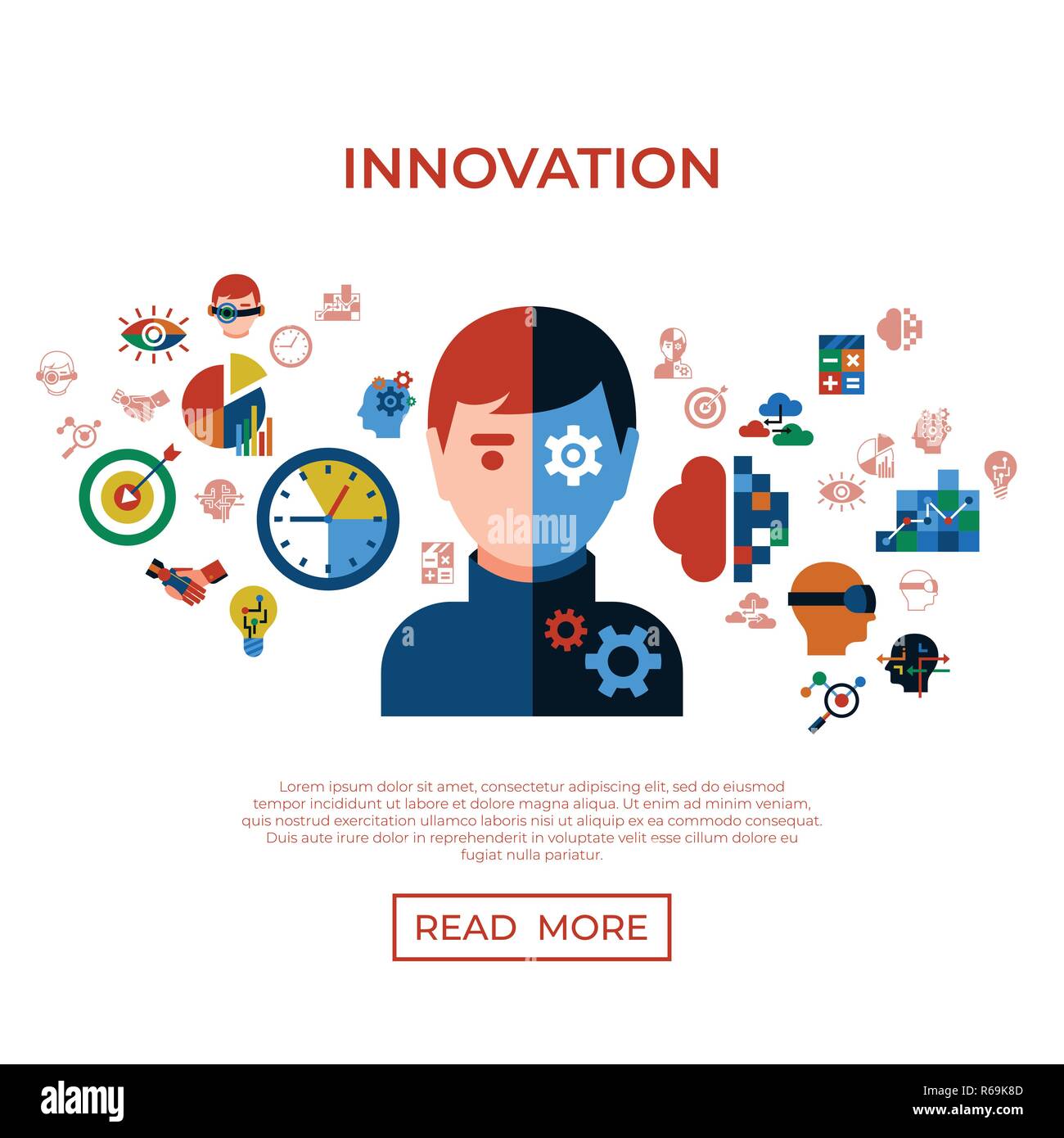 Digital vector augmented analytics and innovation technology icons set ...