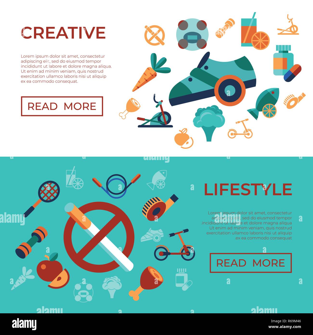 Digital vector healthy activity lifestyle icons set infographics Stock ...