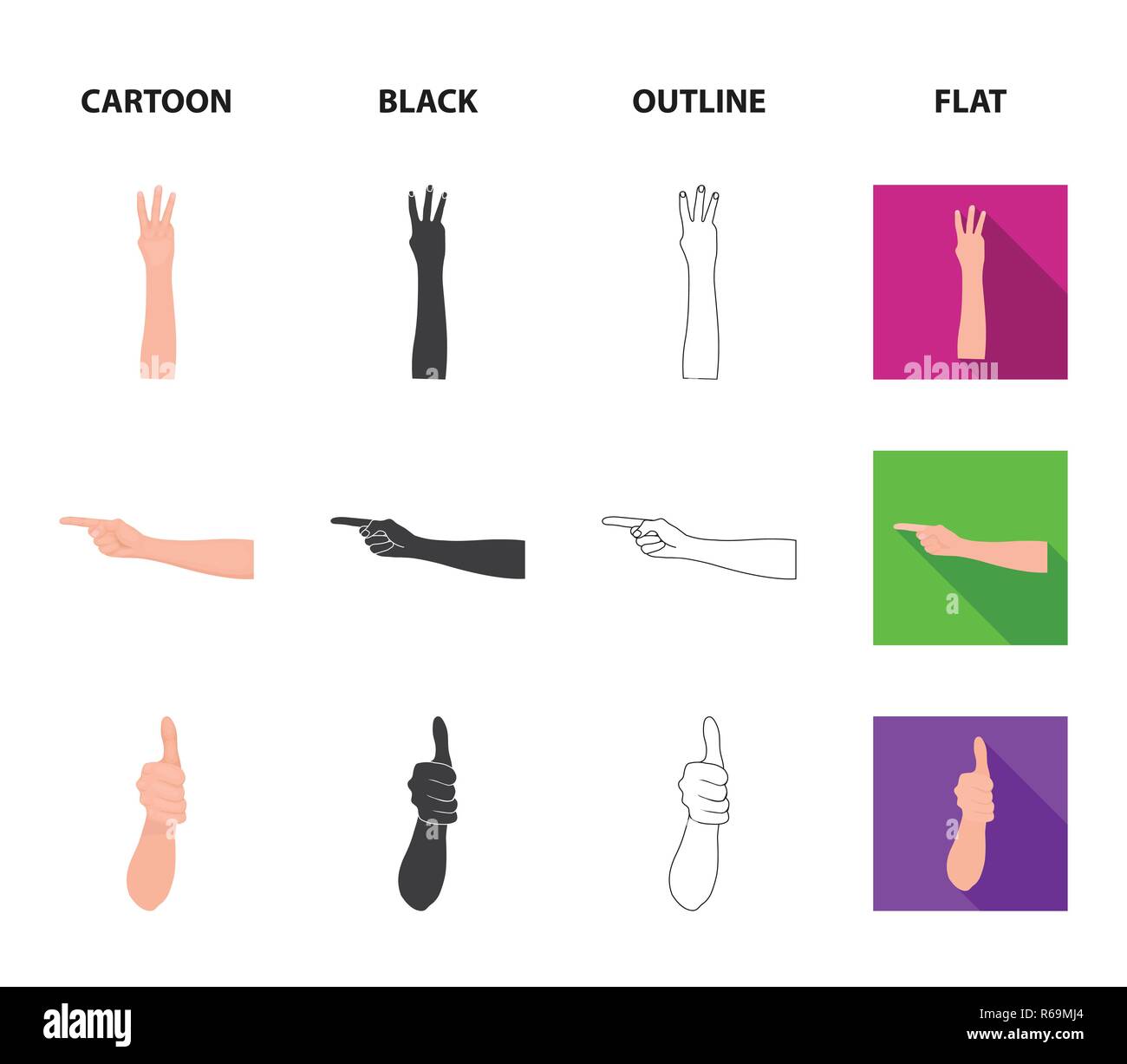 Sign Language cartoon,black,outline,flat icons in set collection for ...