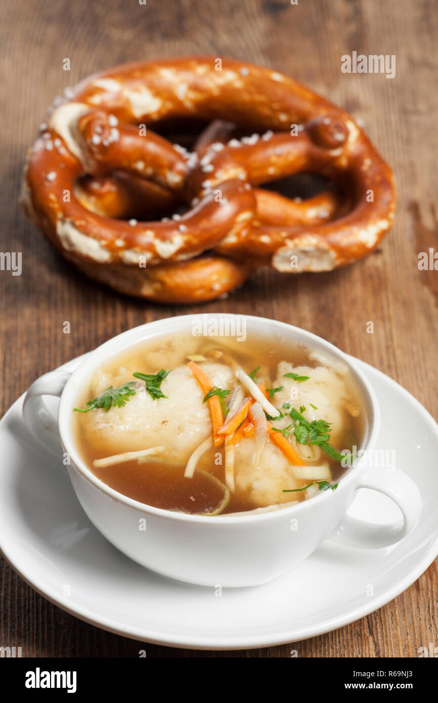 Bavarian Semolina Dumpling Broth Stock Photo