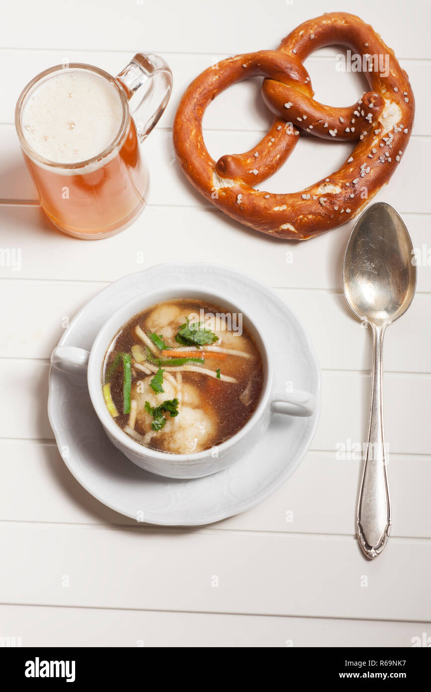 Bavarian Semolina Dumpling Broth Soup Stock Photo