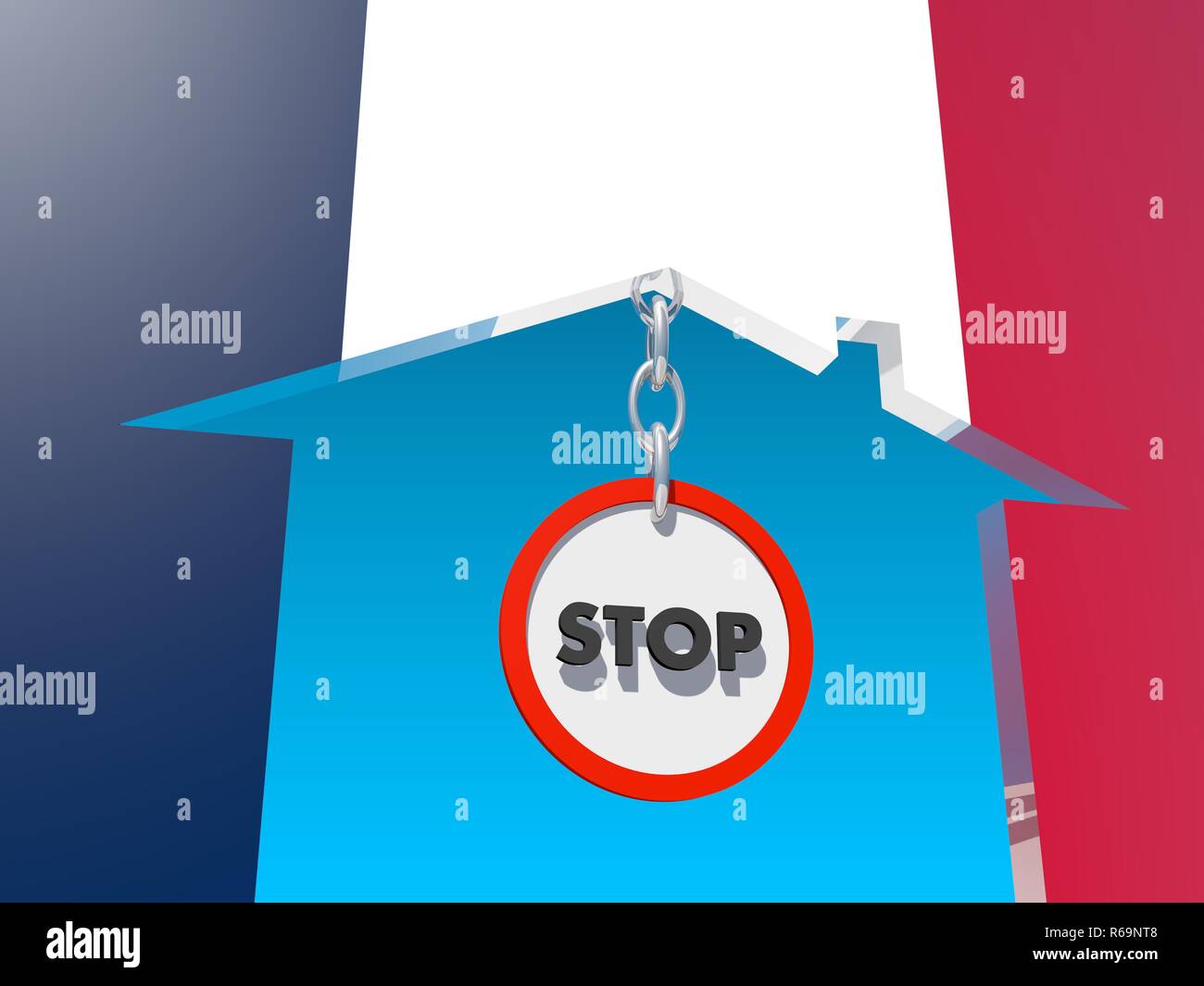 road stop sign in home icon textured by france flag Stock Photo - Alamy