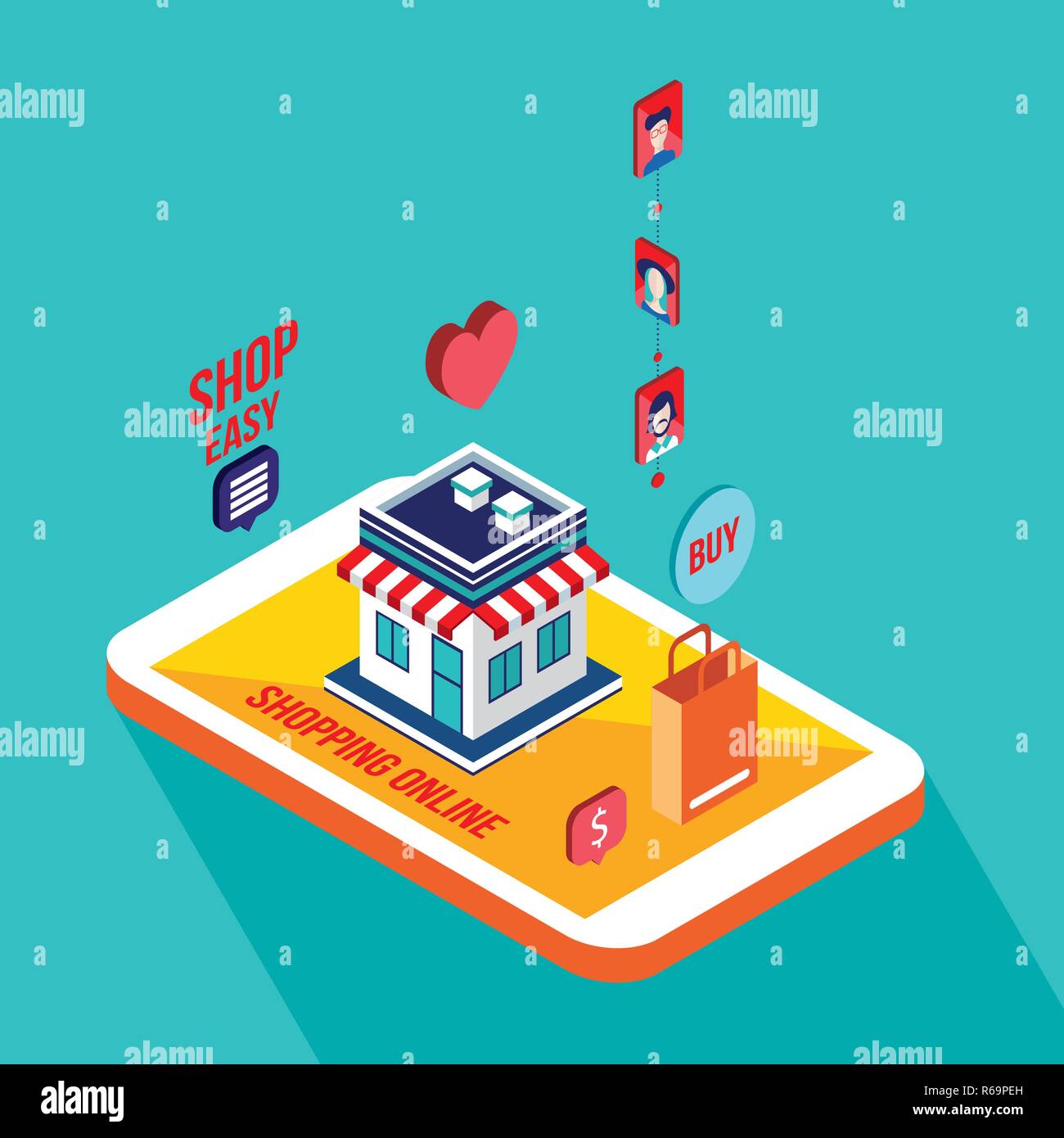 Flat 3d isometric design concept Shopping and e-commerce Vector ...