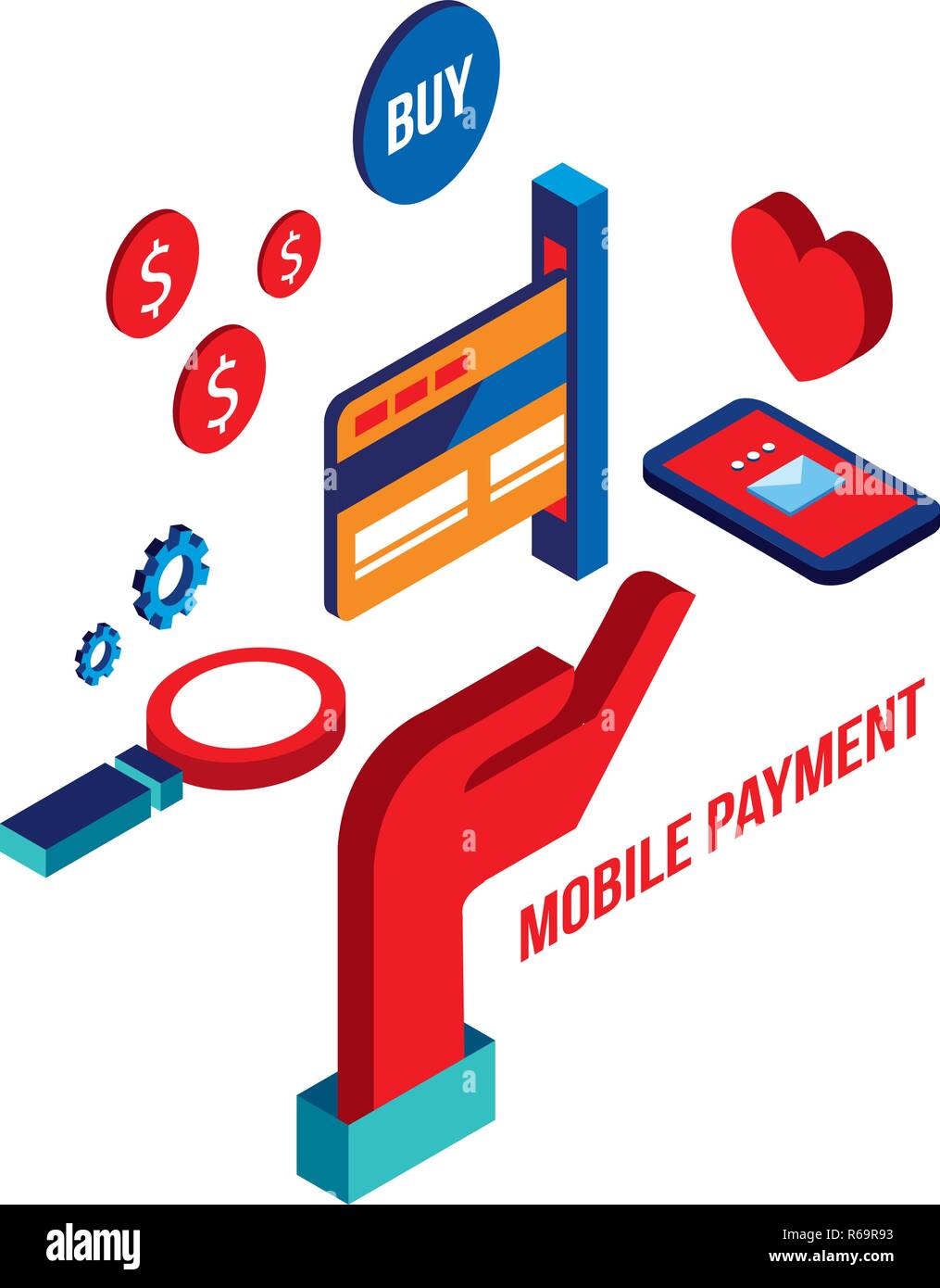 Flat 3d isometric design concept Shopping and e-commerce Online payment ...