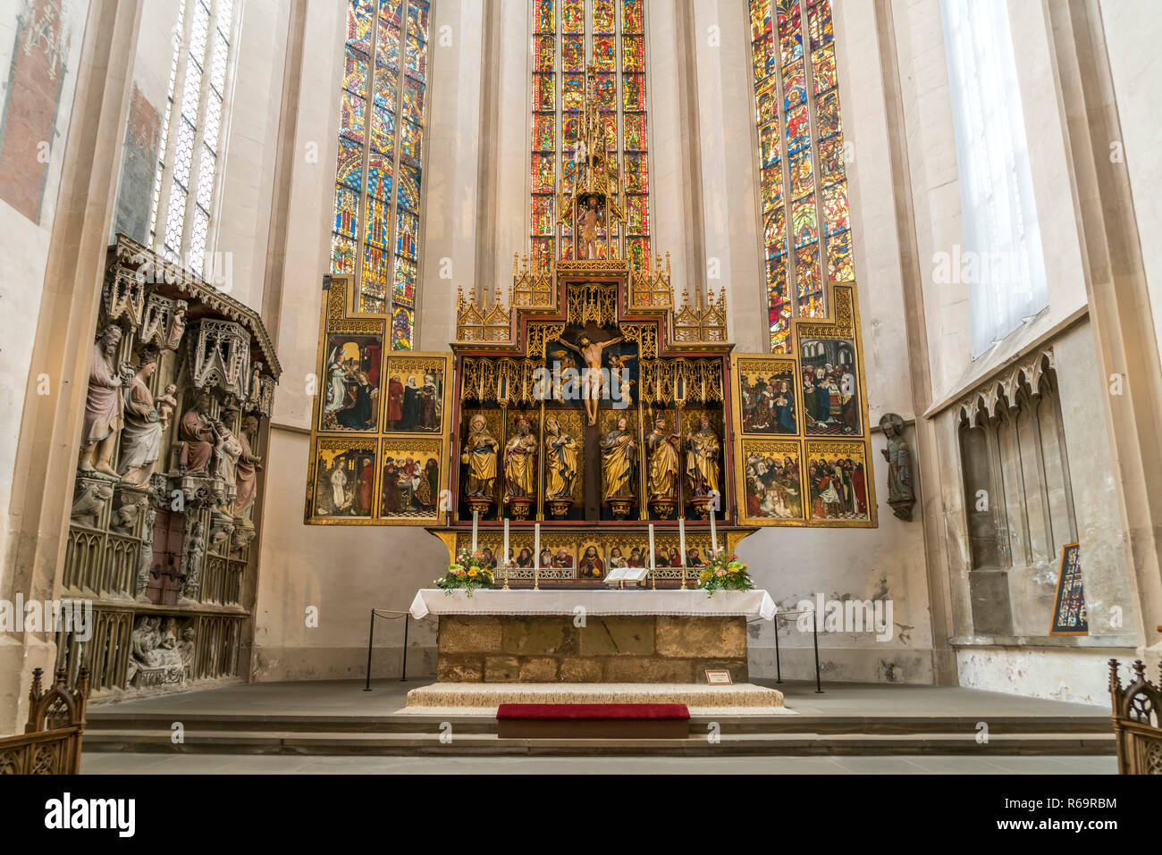 Twelve messenger altar in the parish church St. Jakob in Rothenburg ob der Tauber, Bavaria, Germany Stock Photo