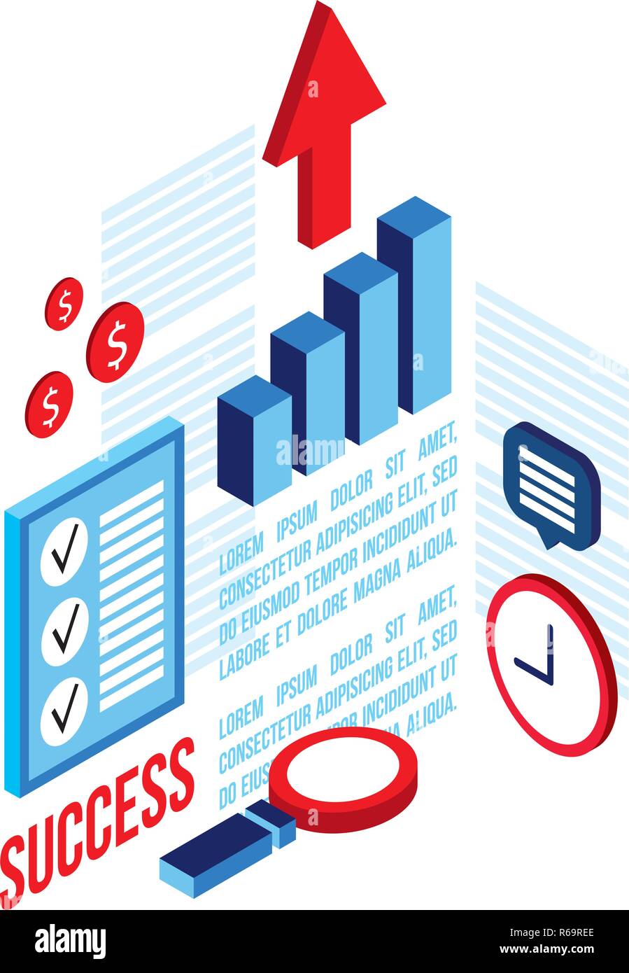 Successful business concept 3d isometric flat design Vector illustration Stock Vector
