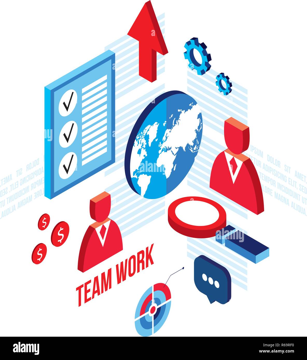 Successful business concept Team work and Partnership 3d isometric flat ...