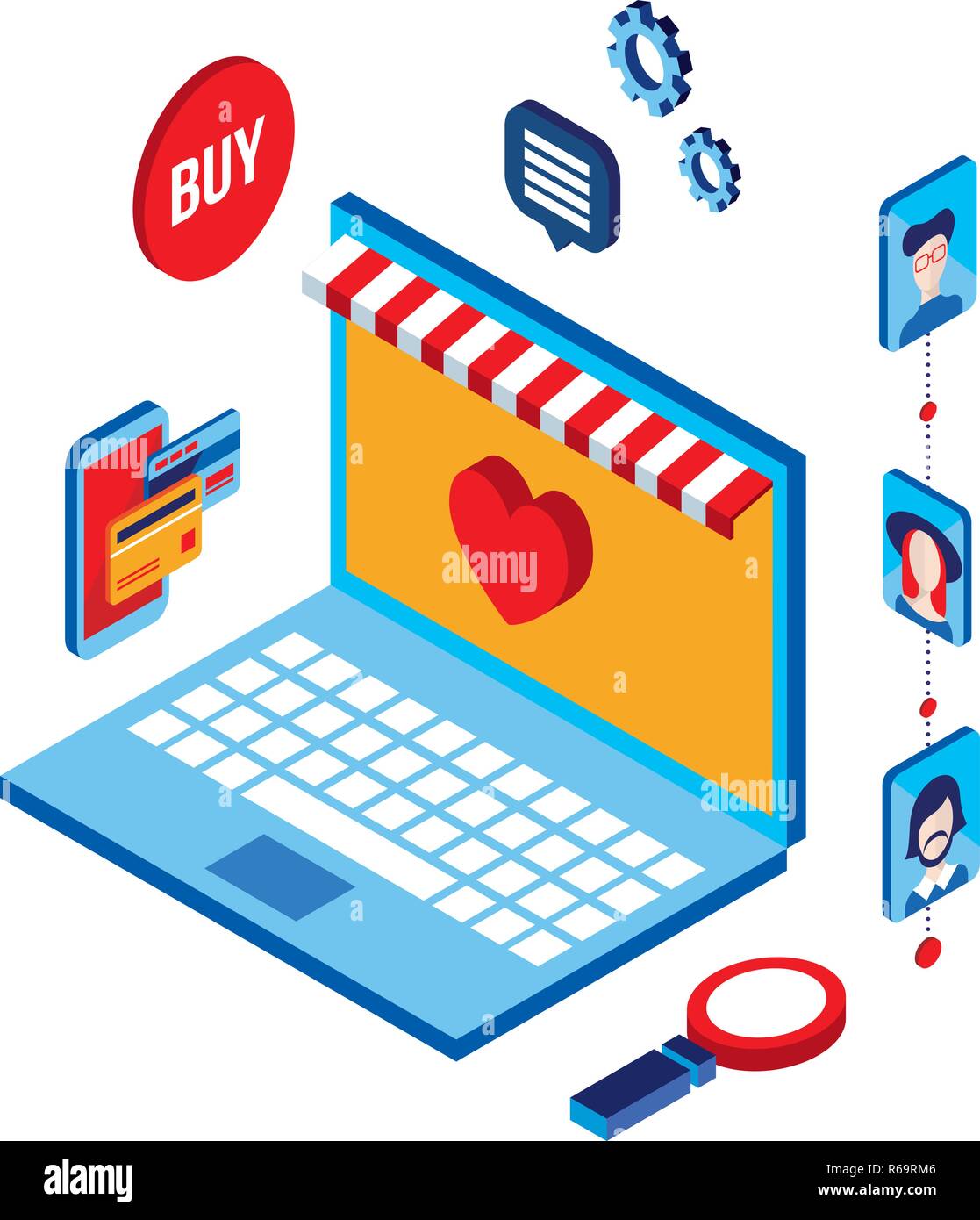 Flat 3d isometric modern design Shopping online Successful business e ...