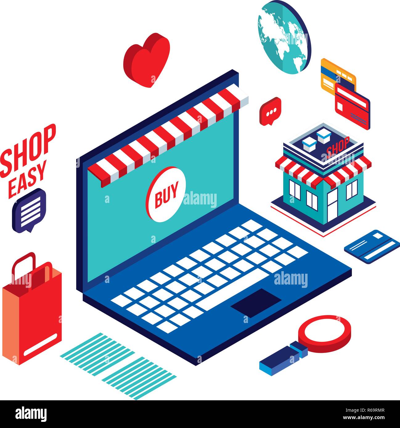 Flat 3d isometric modern design Shopping online Successful business e ...
