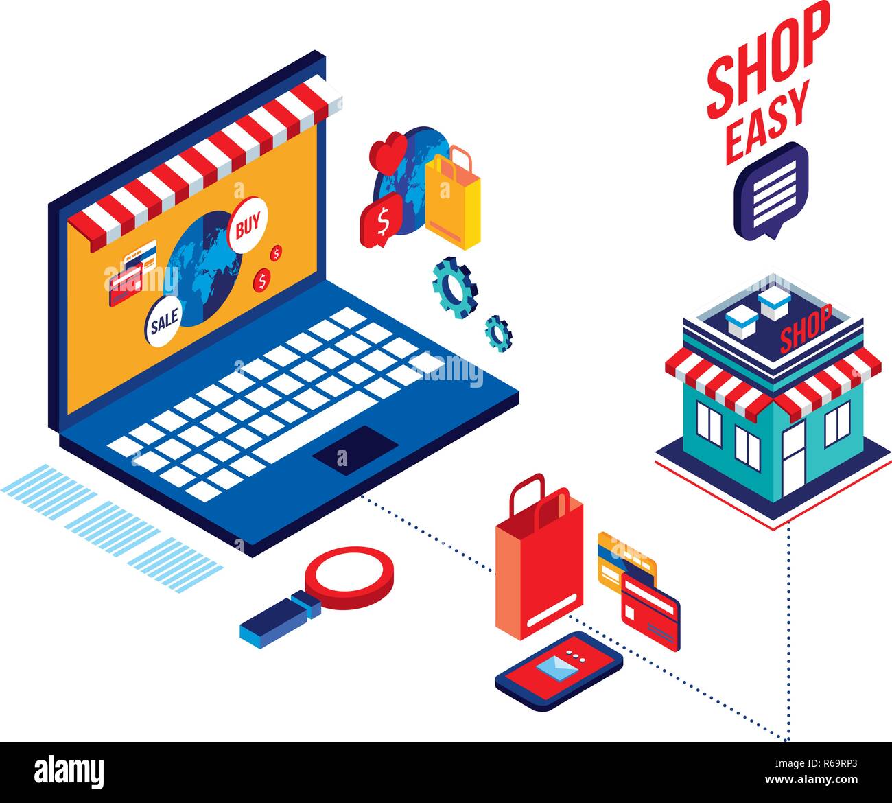 Flat 3d isometric modern design Shopping online Successful business e ...