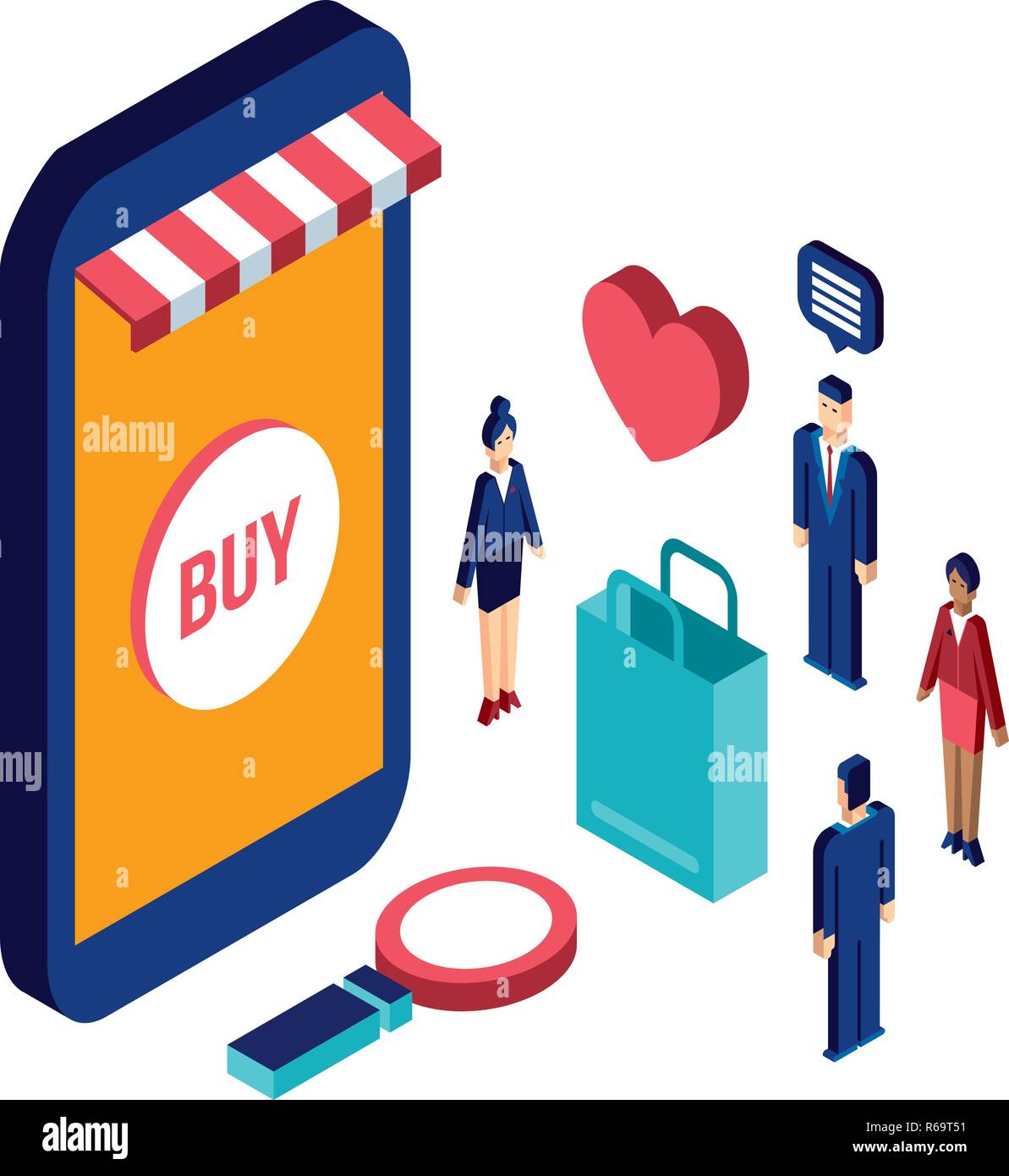 Flat 3d isometric design concept Shopping and e-commerce Vector ...
