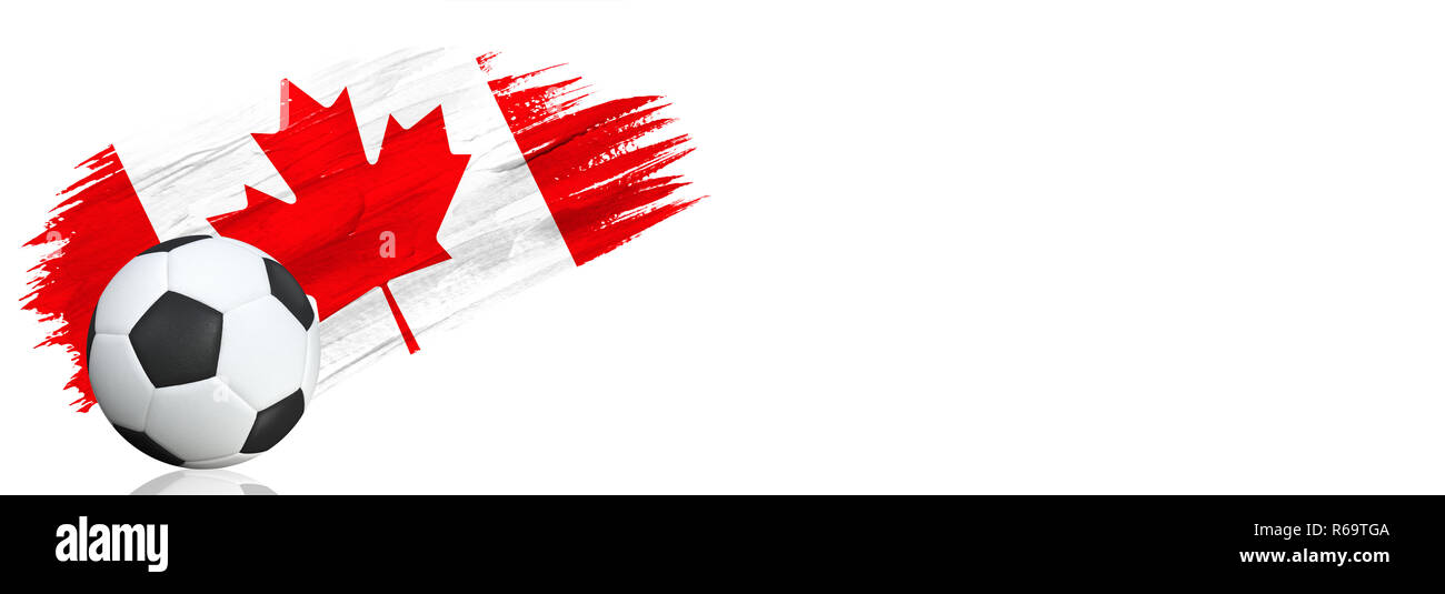 Painted Brush Stroke In The Flag Of Canada Soccer Banner With
