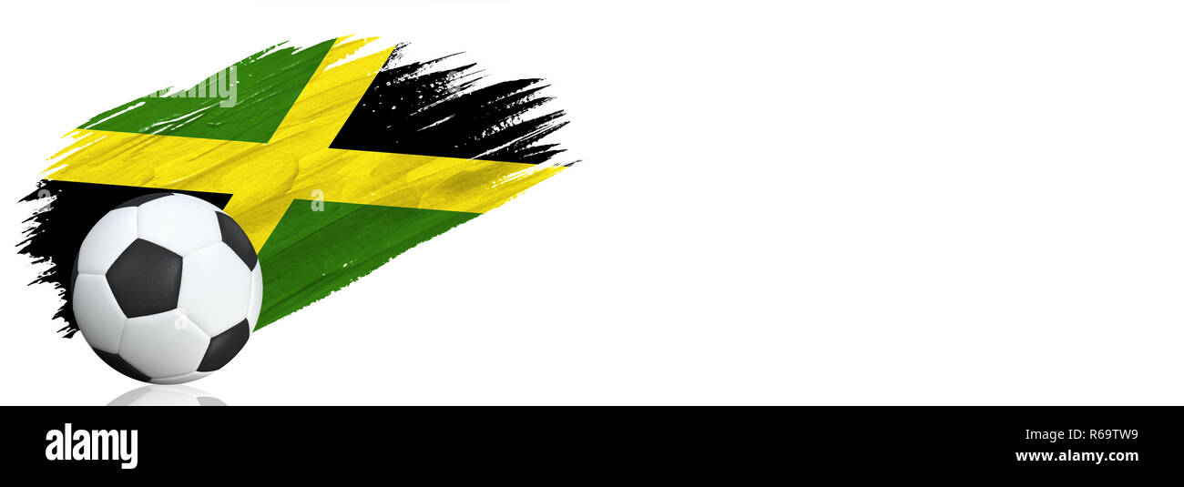 Painted Brush Stroke In The Flag Of Jamaica Soccer Banner With