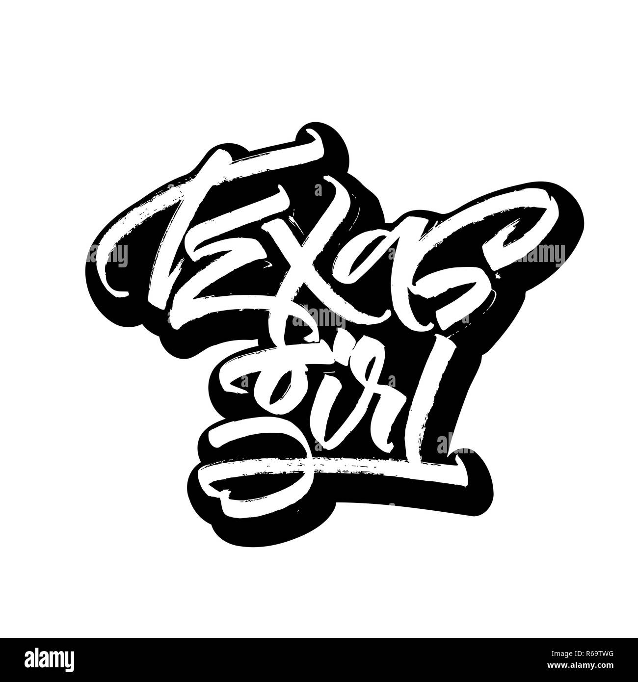 Texas girl. Sticker. Modern Calligraphy Hand Lettering for Serigraphy ...