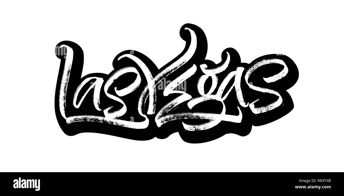 Las Vegas. Sticker. Modern Calligraphy Hand Lettering for Serigraphy