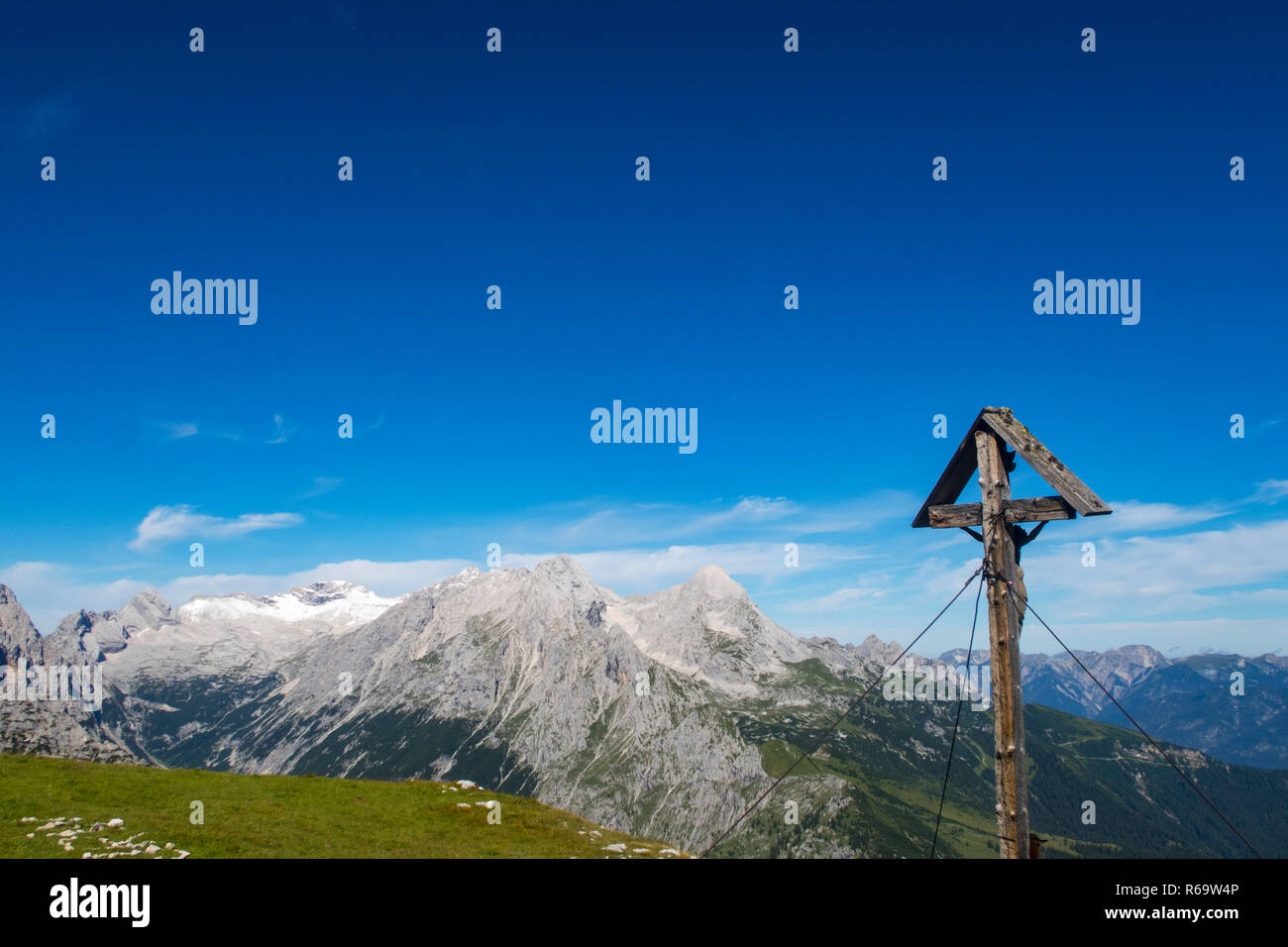Cross And Zugspitze Stock Photo