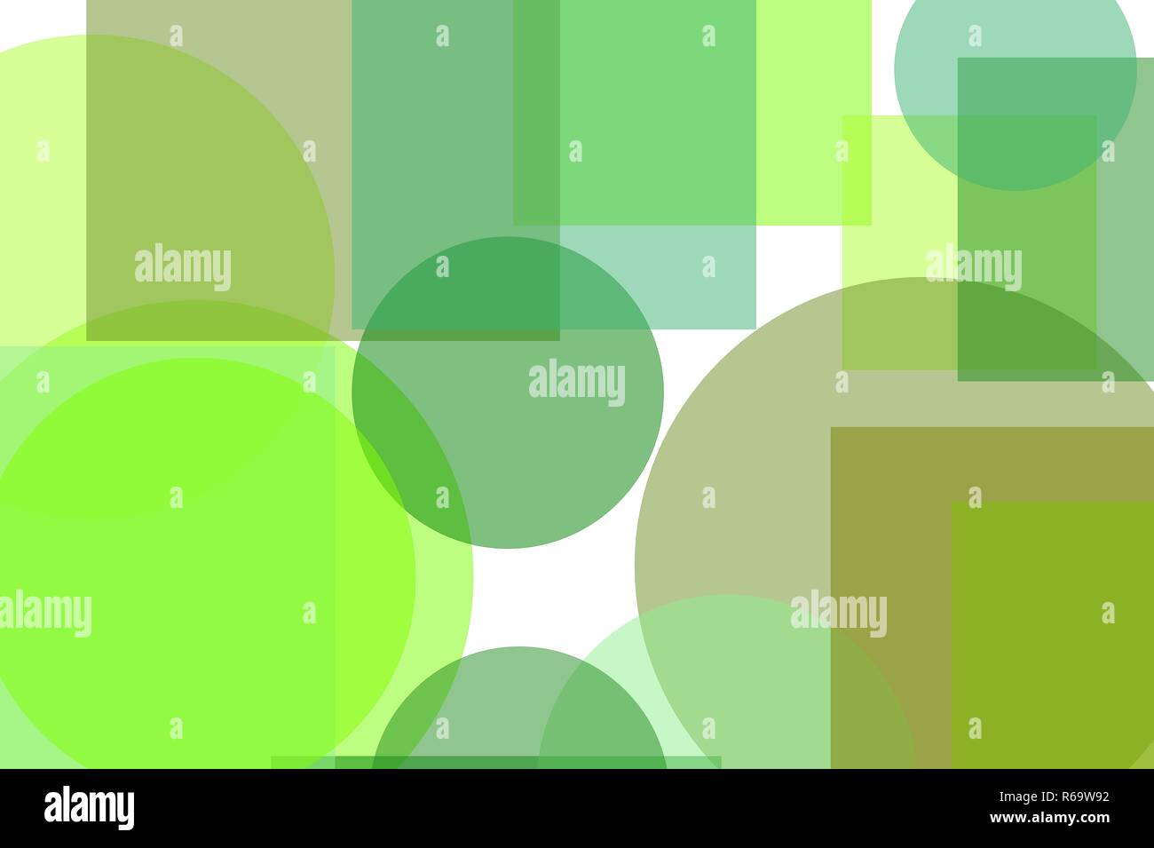 Abstract green circles squares illustration background Stock Photo - Alamy
