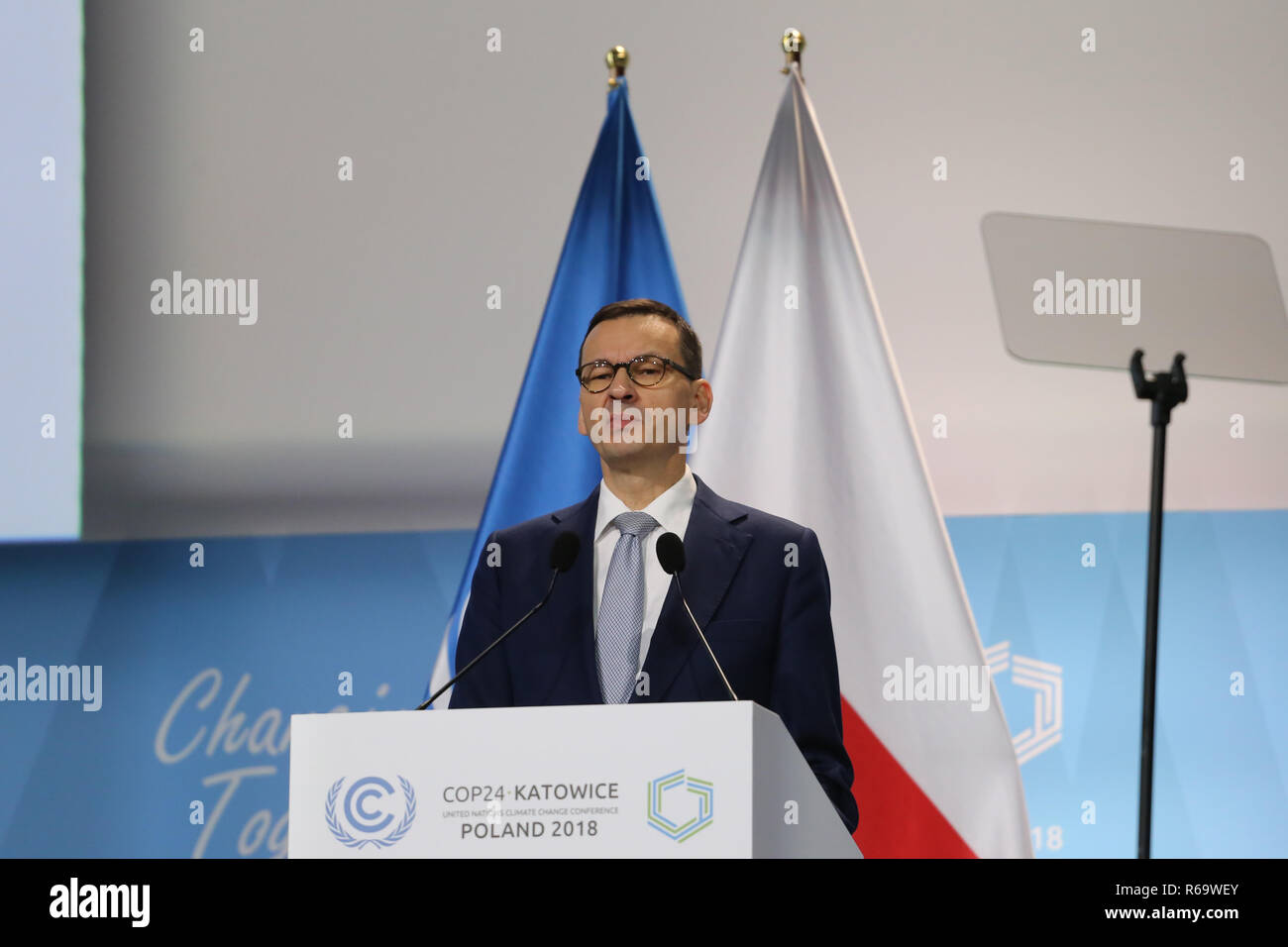 Mateusz Morawiecki Polish Prime Minister speech during COP 24 morning session, December 4 in Katowice, Poland. (CTK Photo/Grzegorz Klatka) Stock Photo