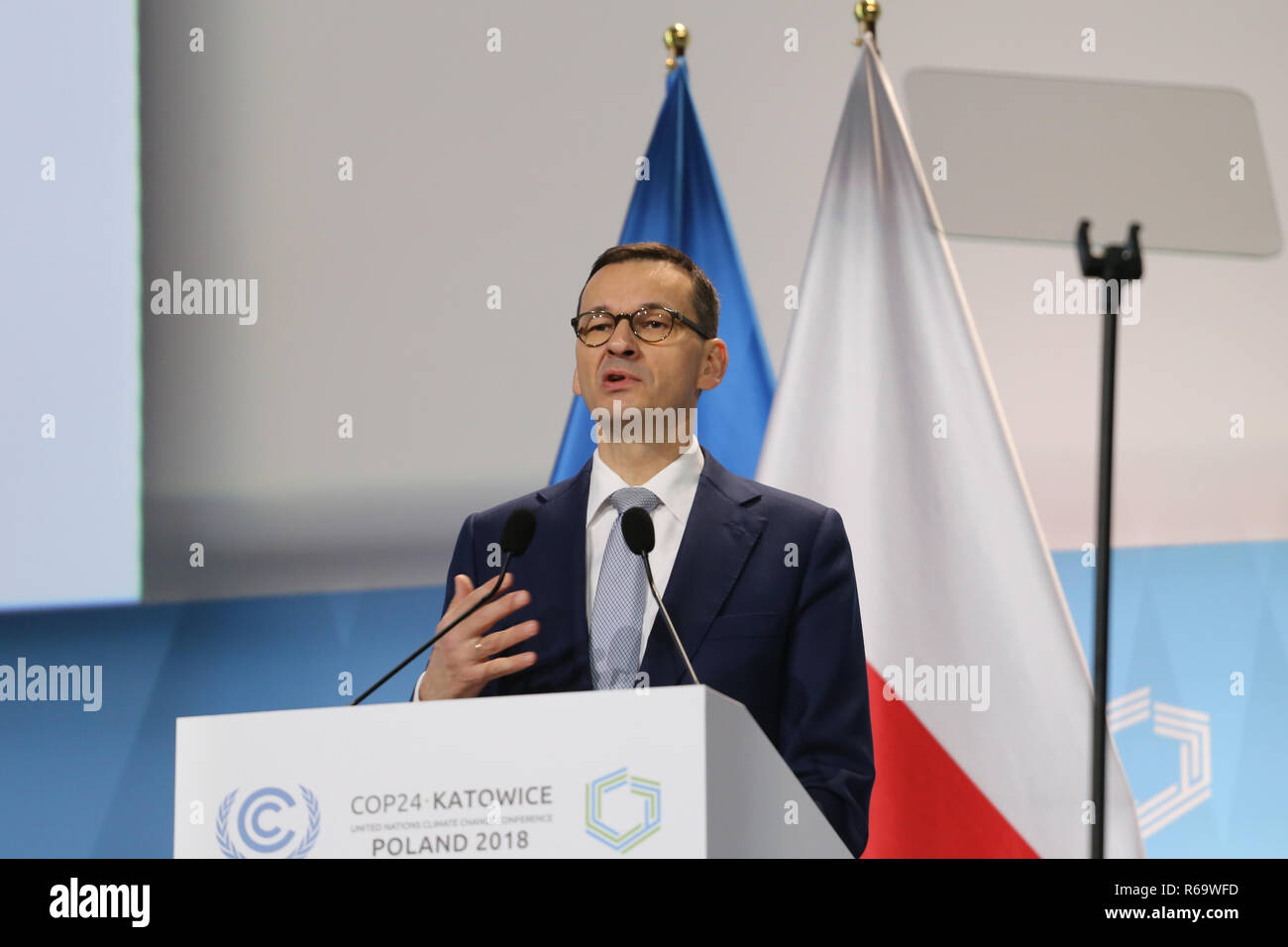 Mateusz Morawiecki Polish Prime Minister speech during COP 24 morning session, December 4 in Katowice, Poland. (CTK Photo/Grzegorz Klatka) Stock Photo