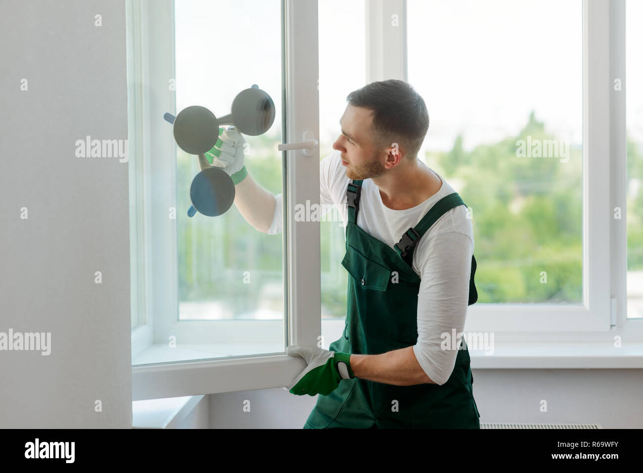 Window installation process Stock Photo Alamy