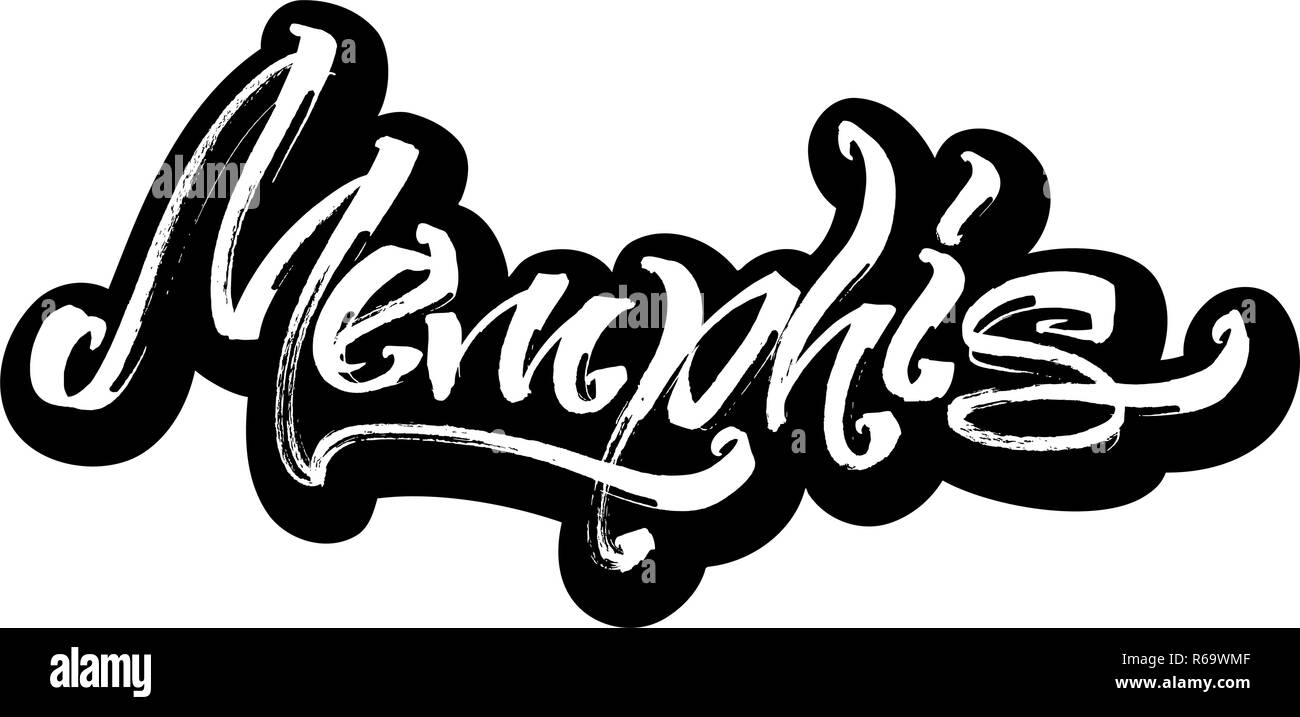 Memphis. Sticker. Modern Calligraphy Hand Lettering for Silk Screen