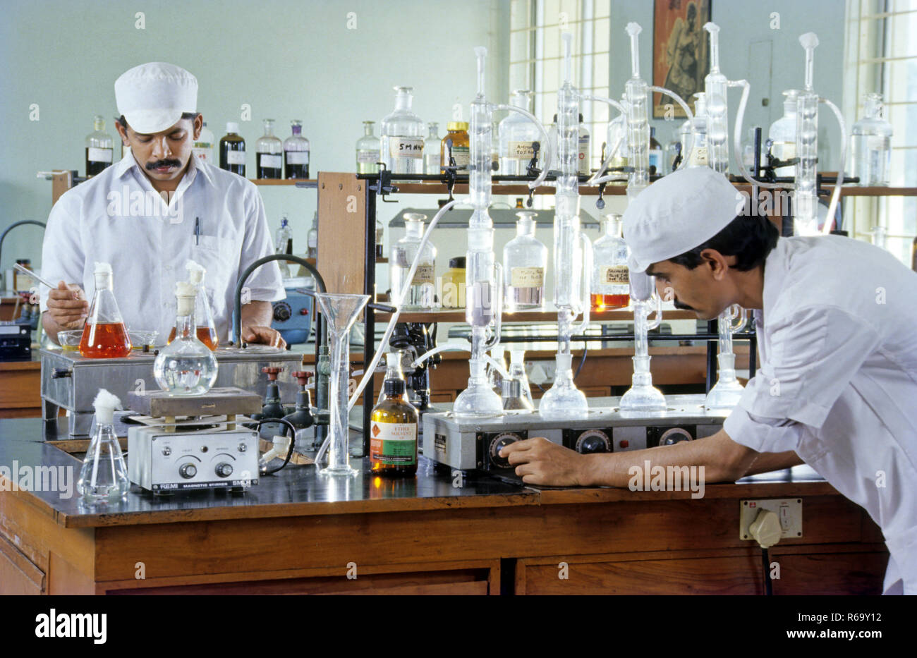 man working in laboratory, India, Asia Stock Photo