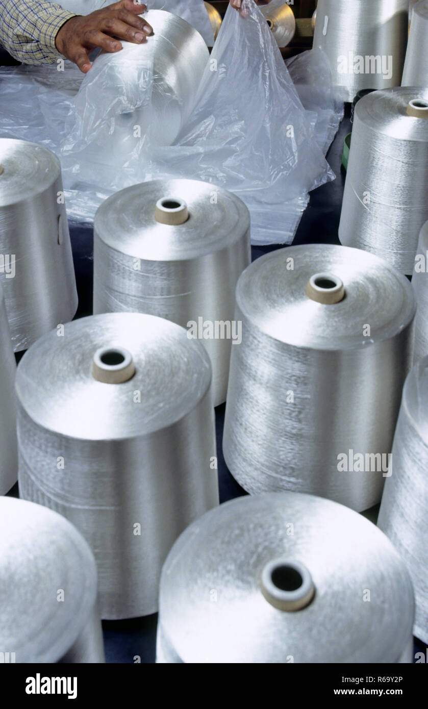 Spinning mill, textile factory, India, Asia Stock Photo