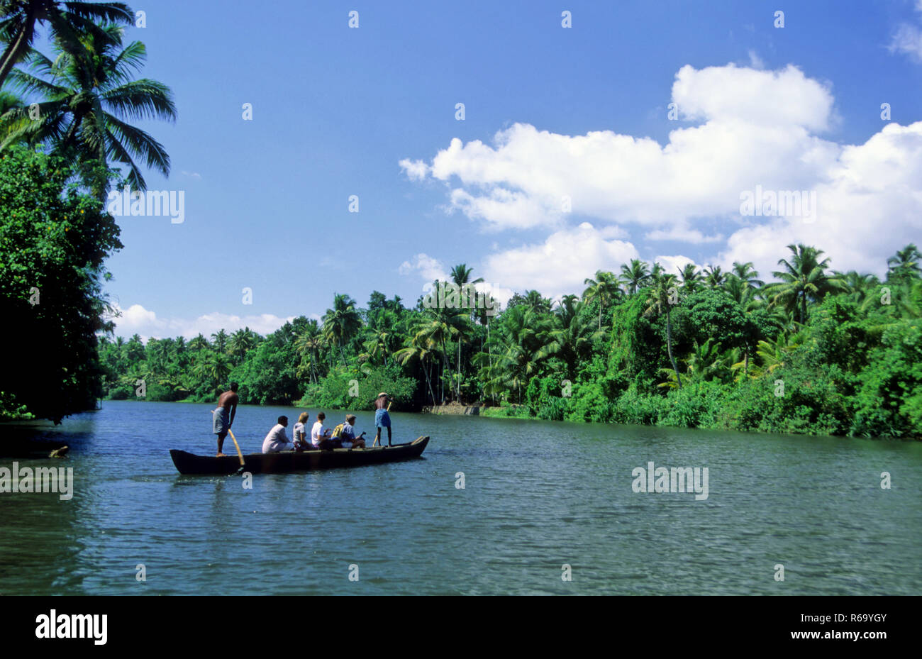 Boating in backwaters, Cochin, Kochi, Kerala, India, Asia Stock Photo