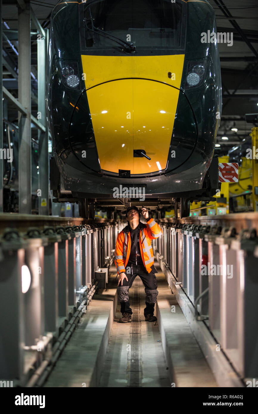 Hitachi North Pole Train Maintenance for Class 800 Super Express Trains,  the depot was previously used for Eurostar's fleet of trains up until 2007 Stock Photo