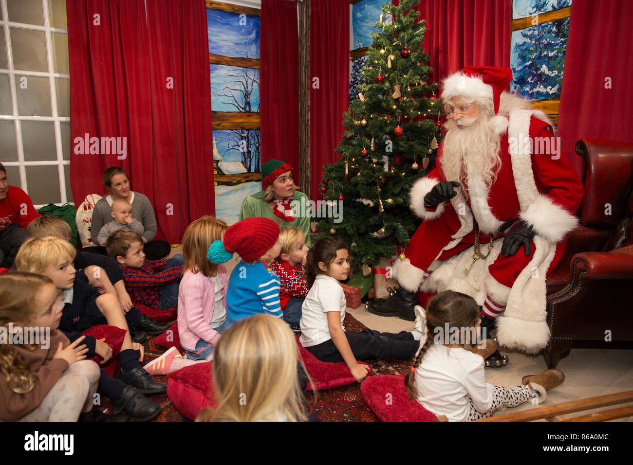Father Christmas at his Christmas Grotto in southwest London, United