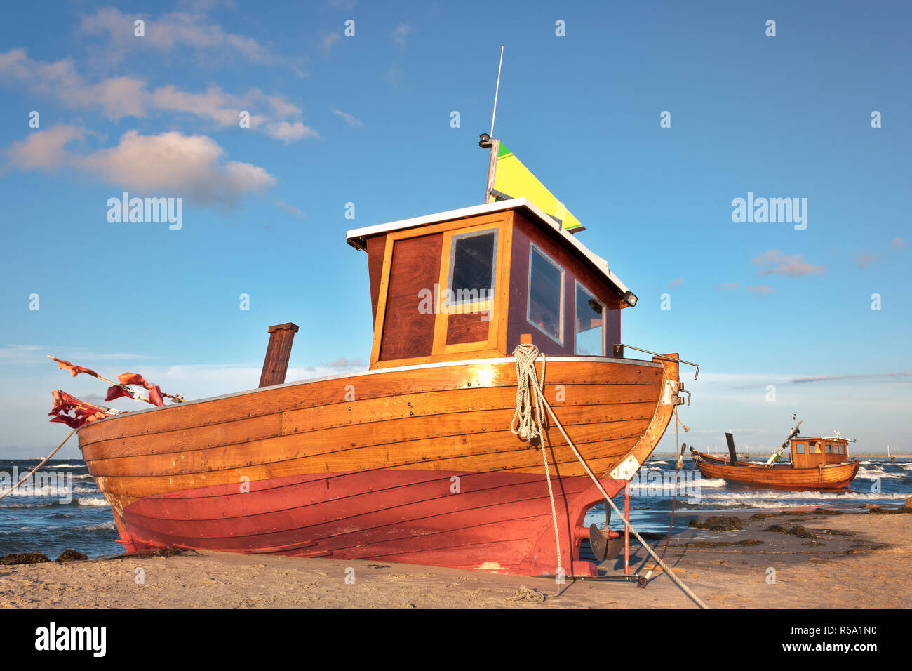 Fishing Boat At The German Baltic Sea Coast Stock Photo