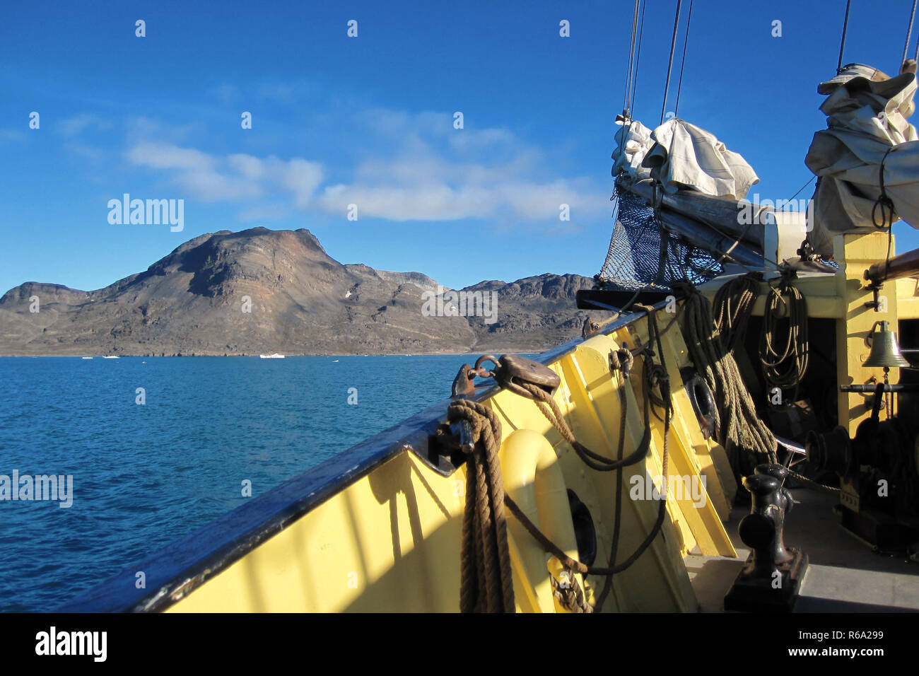 Tallship At Svalbard Coast Stock Photo