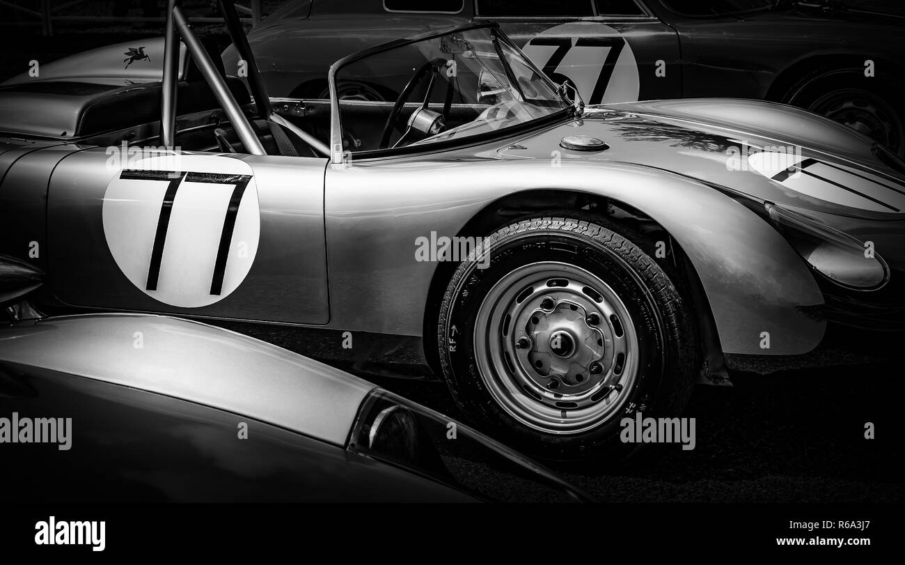 A vintage Porsche Le Mans racing car. Stock Photo