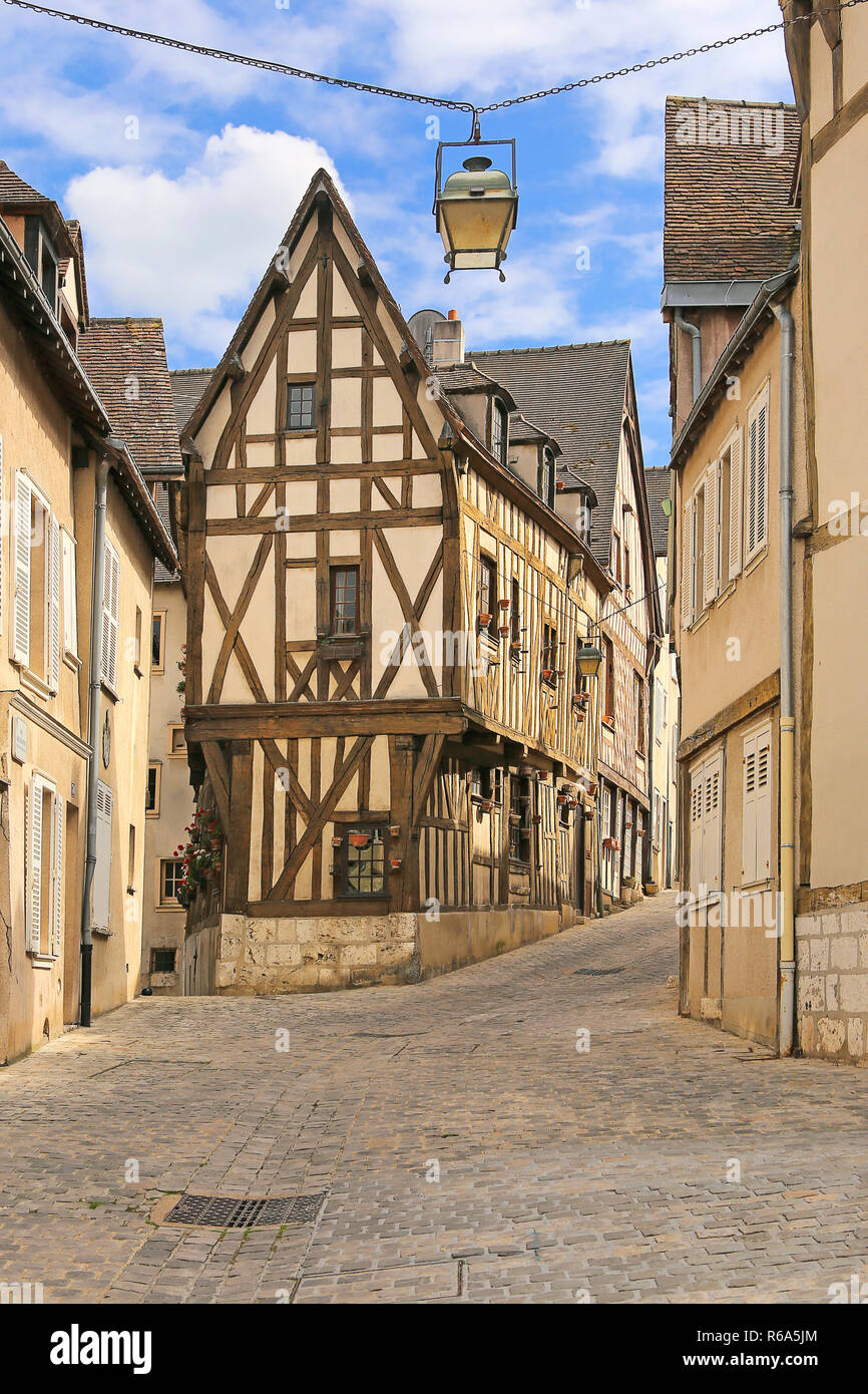 historic half-timbered house on the rue des ecuyers in chartres Stock Photo