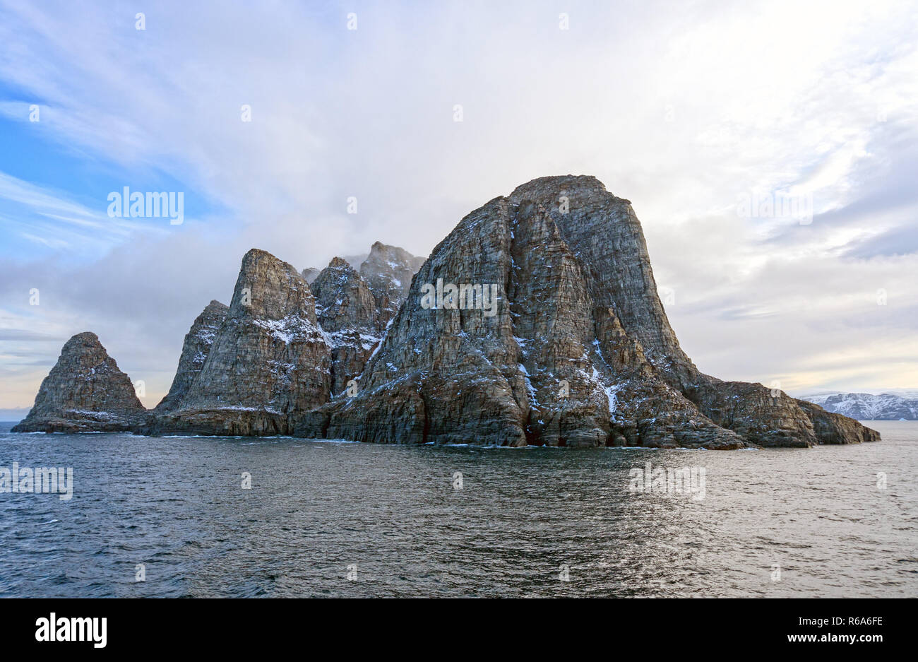 Dramatic Island in the High Arctic Stock Photo